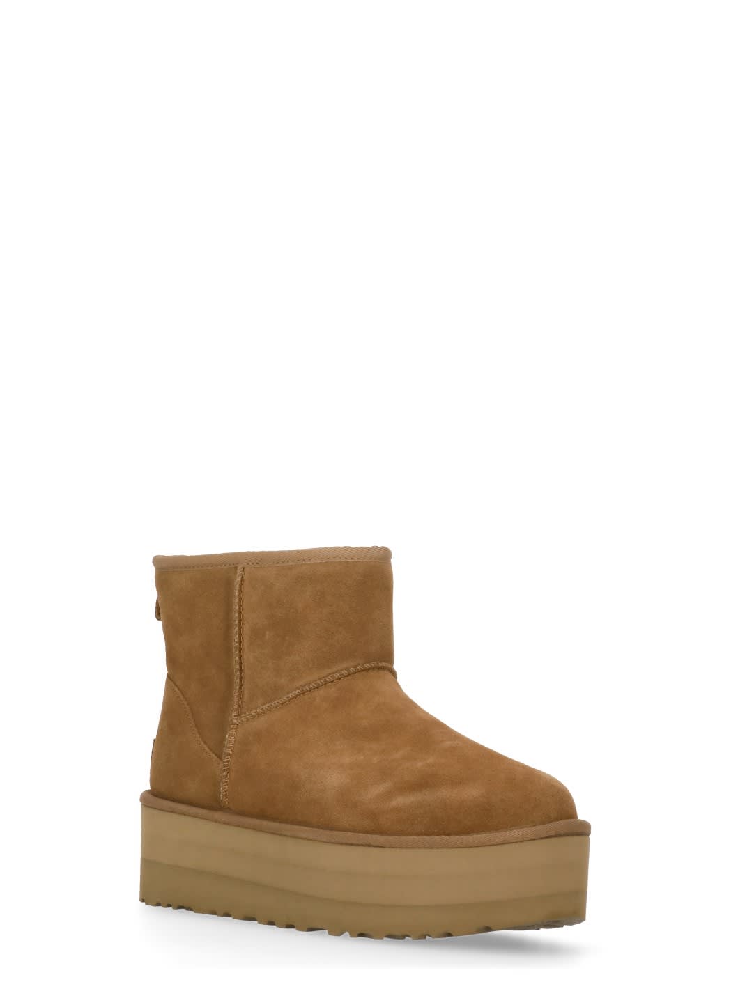 Ugg Camel Suede Classic Mini Platform Ankle Boots In Nude