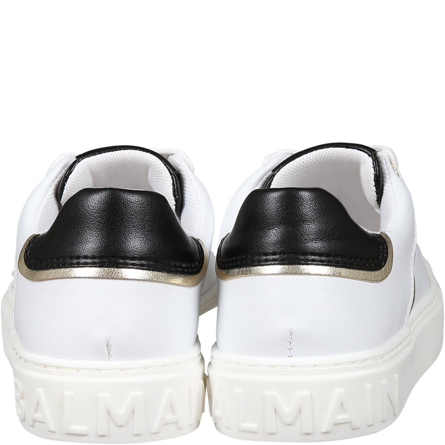 Shop Balmain White Sneakers For Kids With Logo