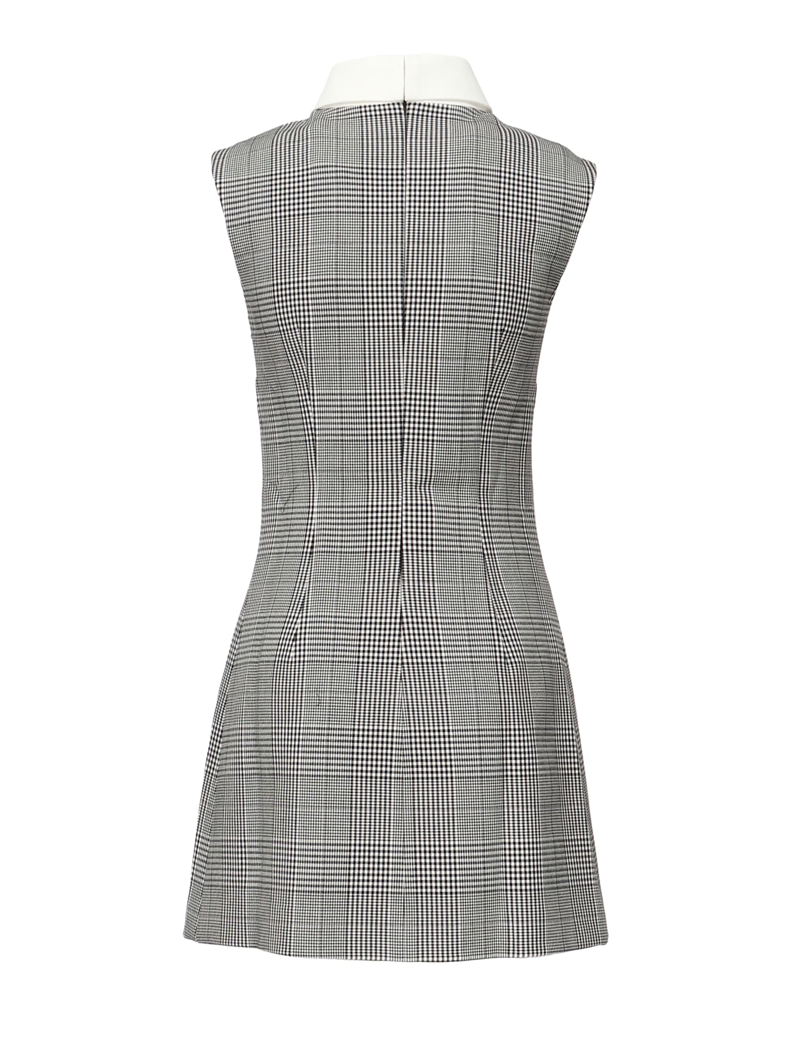 Self-portrait Structured Black Mini Dress With High Collar In Gray