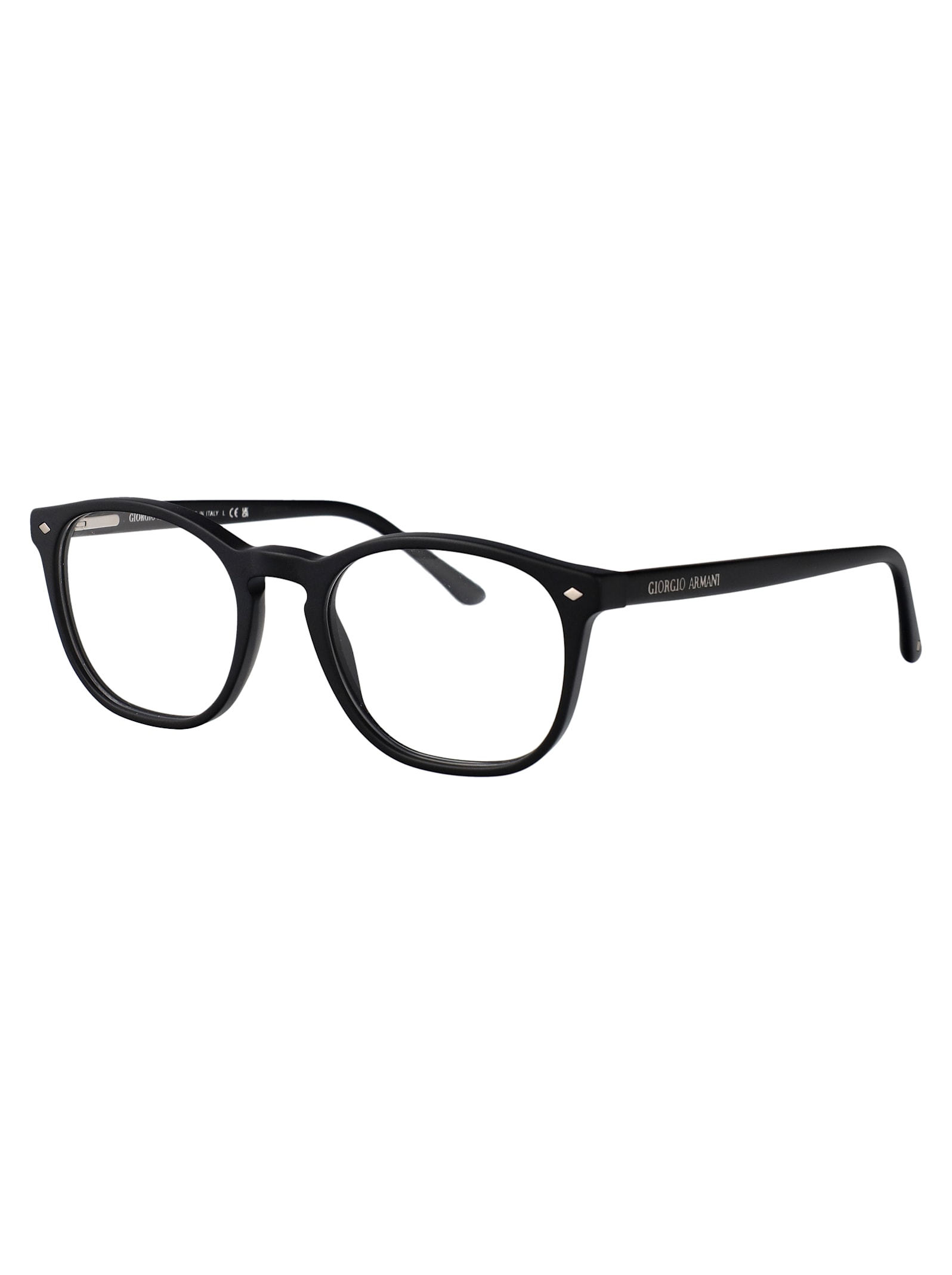 Giorgio Armani Matte Black Acetate Glasses In Black
