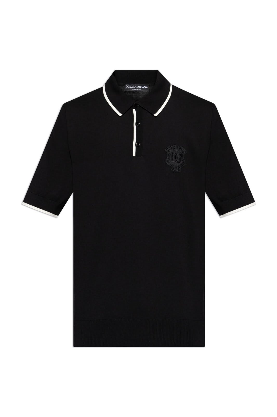 Shop Dolce & Gabbana Dg Logo Embroidered Polo Shirt In Black