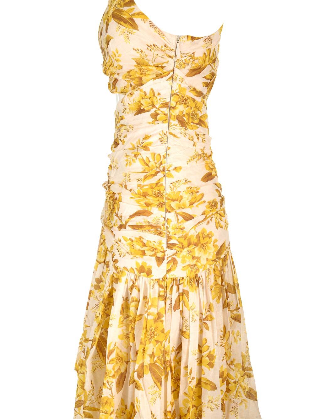 Shop Zimmermann Golden Asymmetric Dress In Yellow