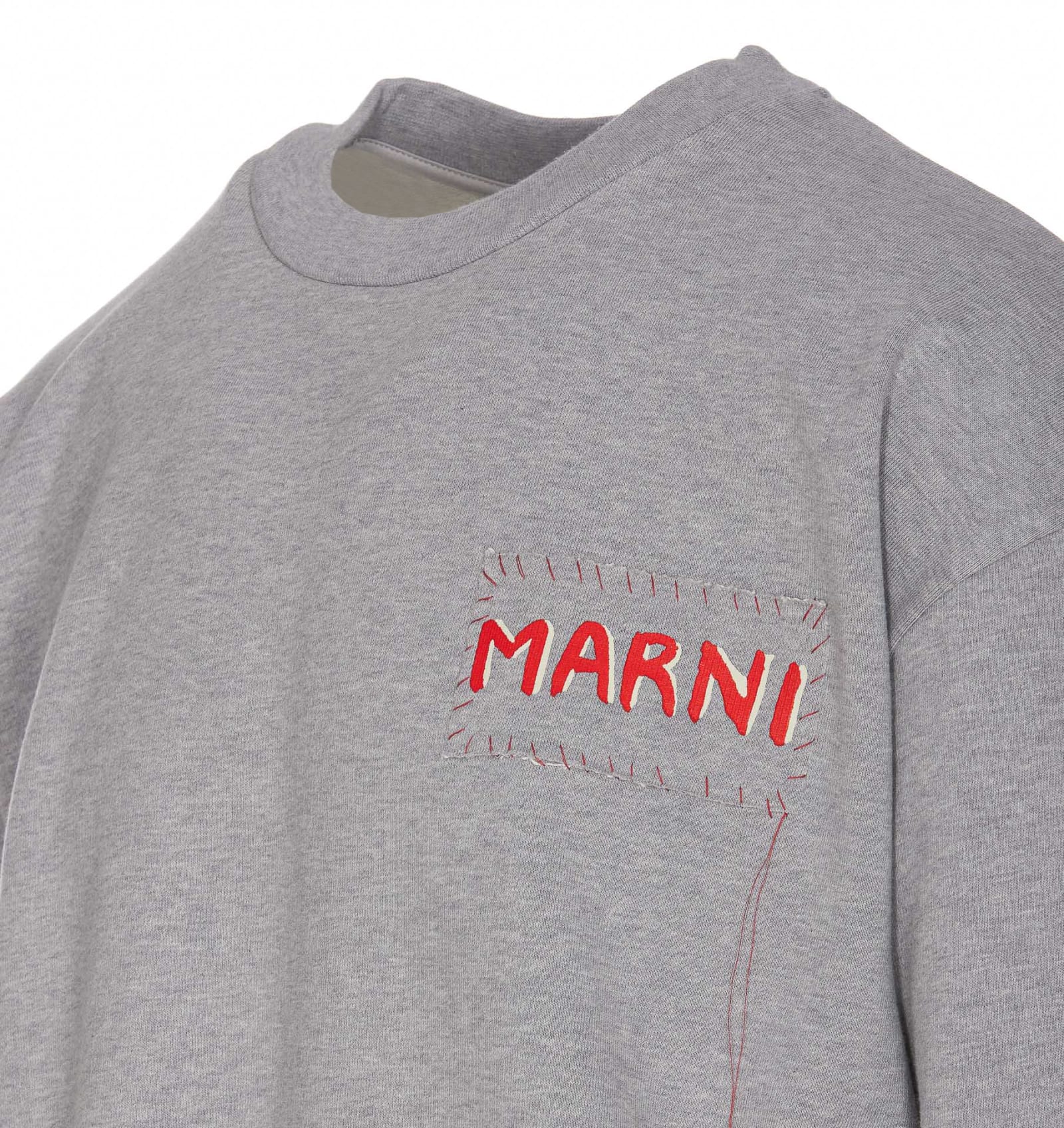 Shop Marni Logo Crewneck Sweatshirt In Grey