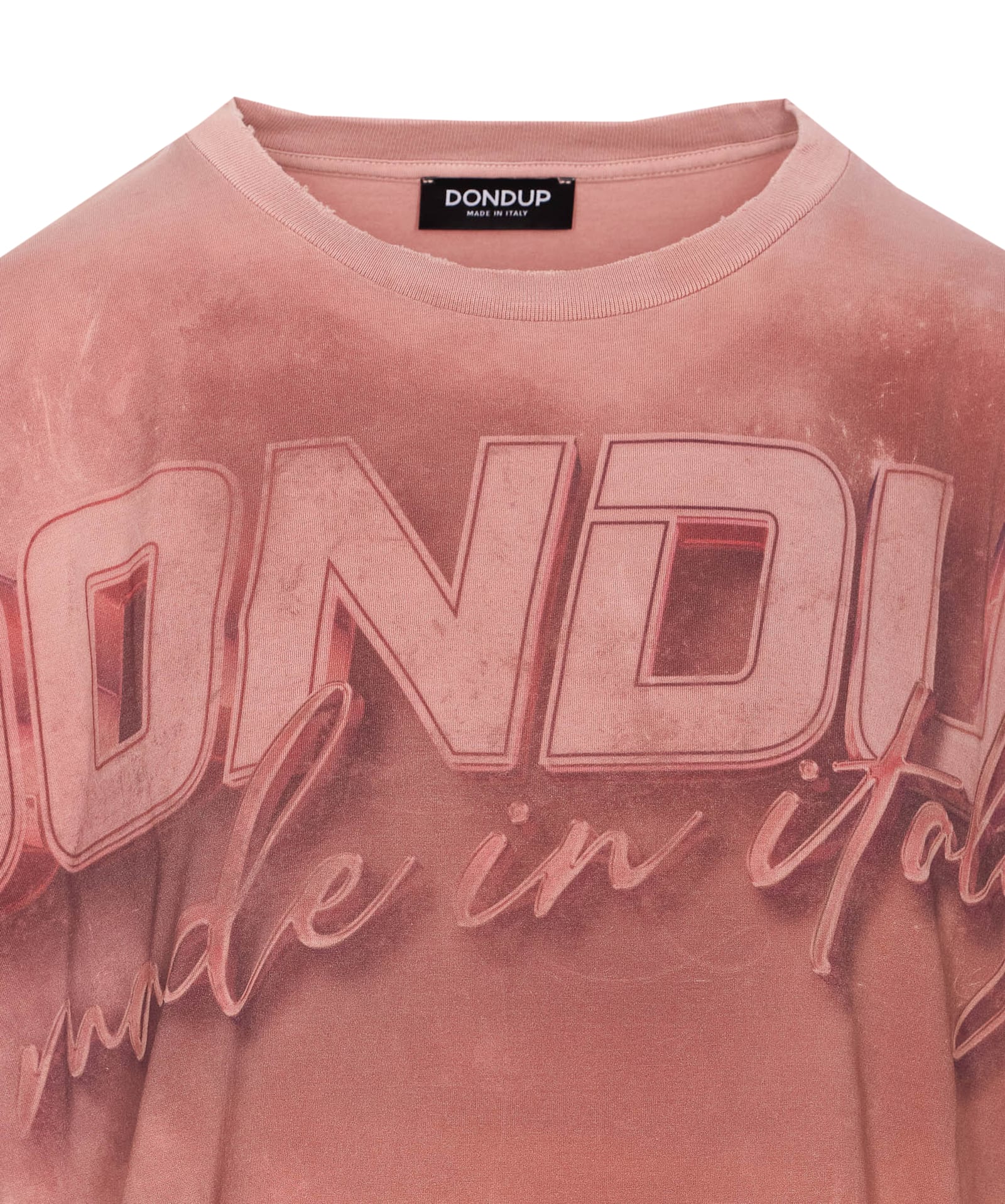 Dondup Crewneck Graphic Print Short Sleeves Relaxed Fit In Pink