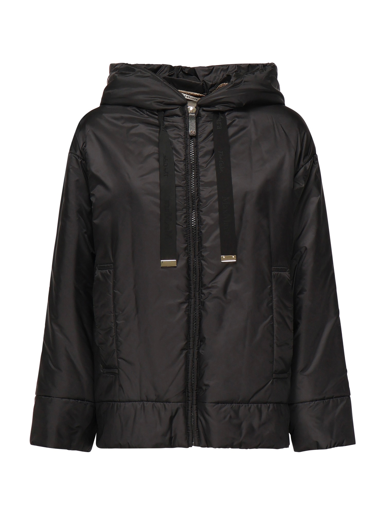 Max Mara The Cube Padded Hooded Jacket In Water-repellent Fabric In Black