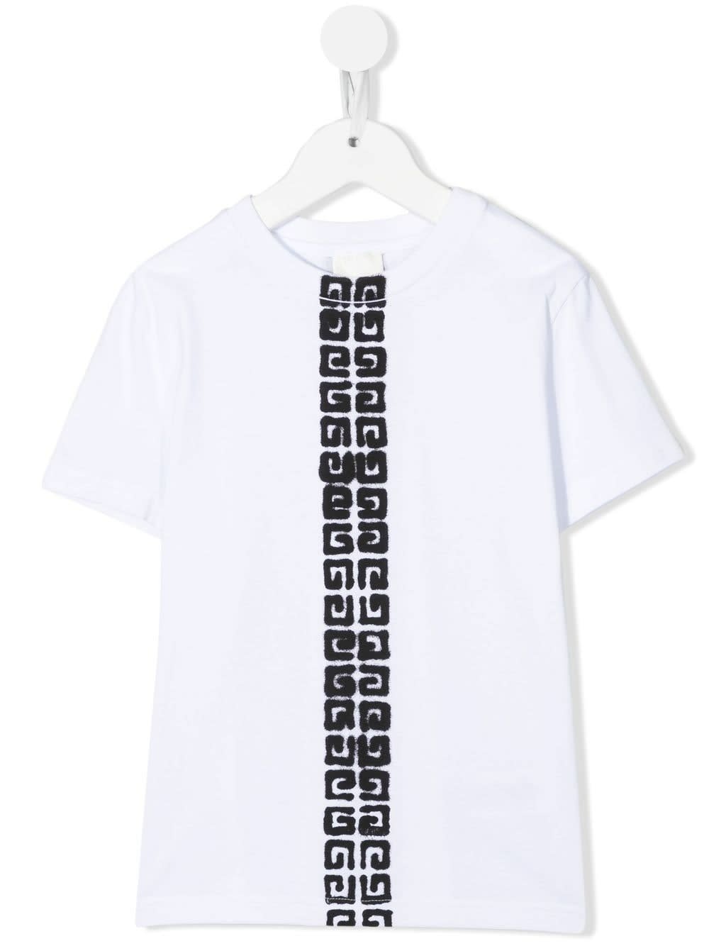 Givenchy Kids White T-shirt With 4g Vertical Stripe On Front And Back
