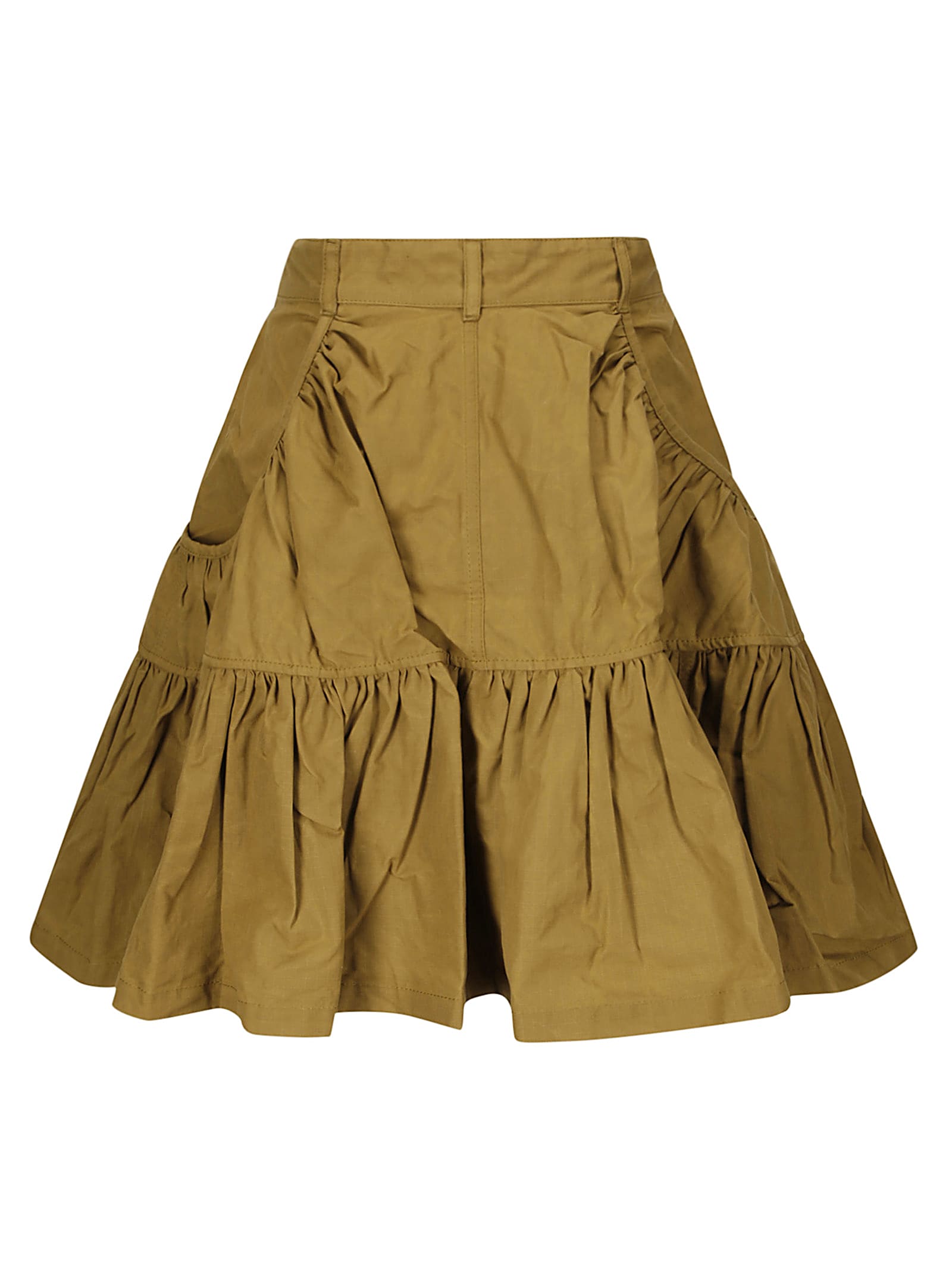 Shop Cecilie Bahnsen Gloria Skirt Ripstop Cotton Ochre