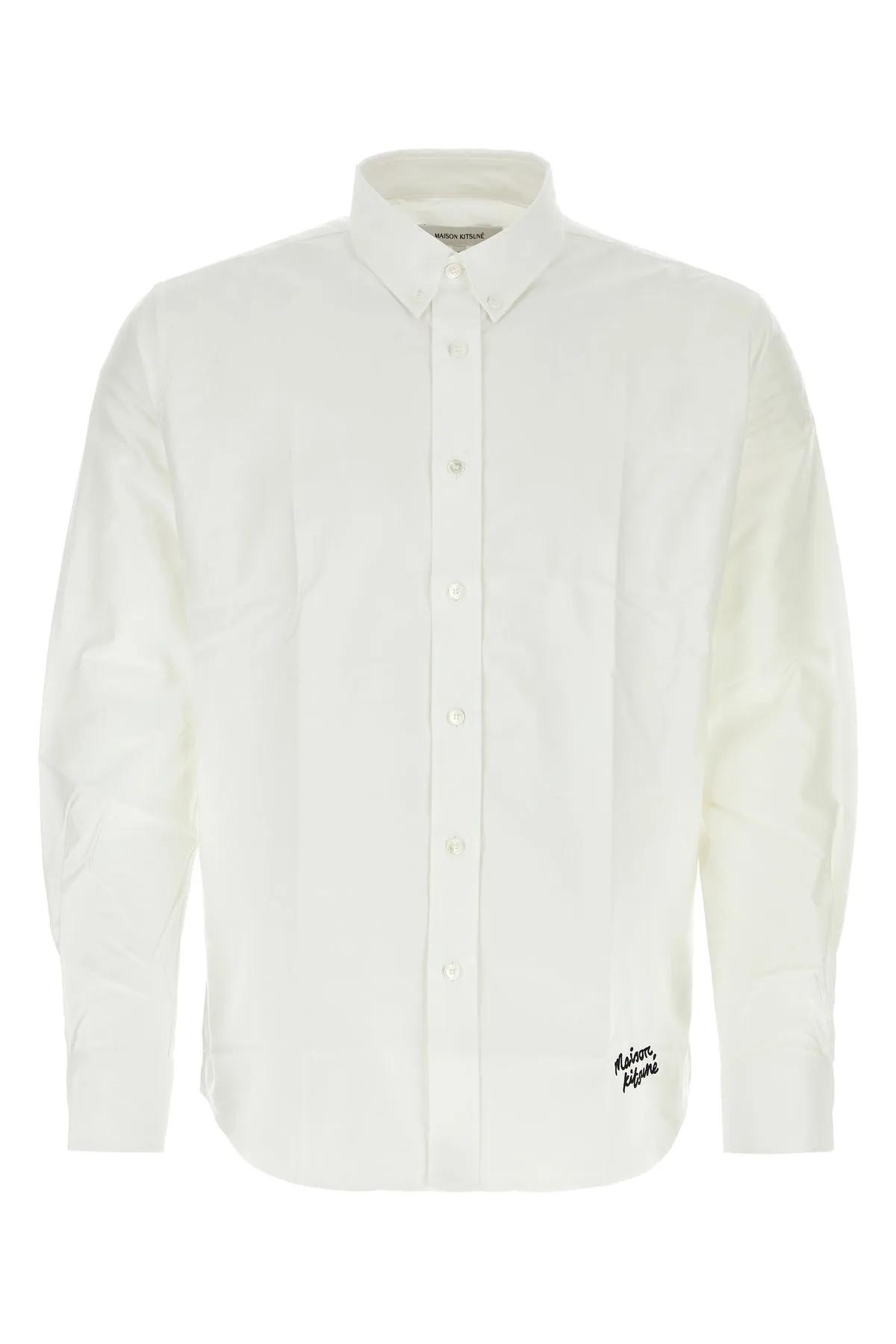 Shop Maison Kitsuné White Cotton Shirt In P100 White