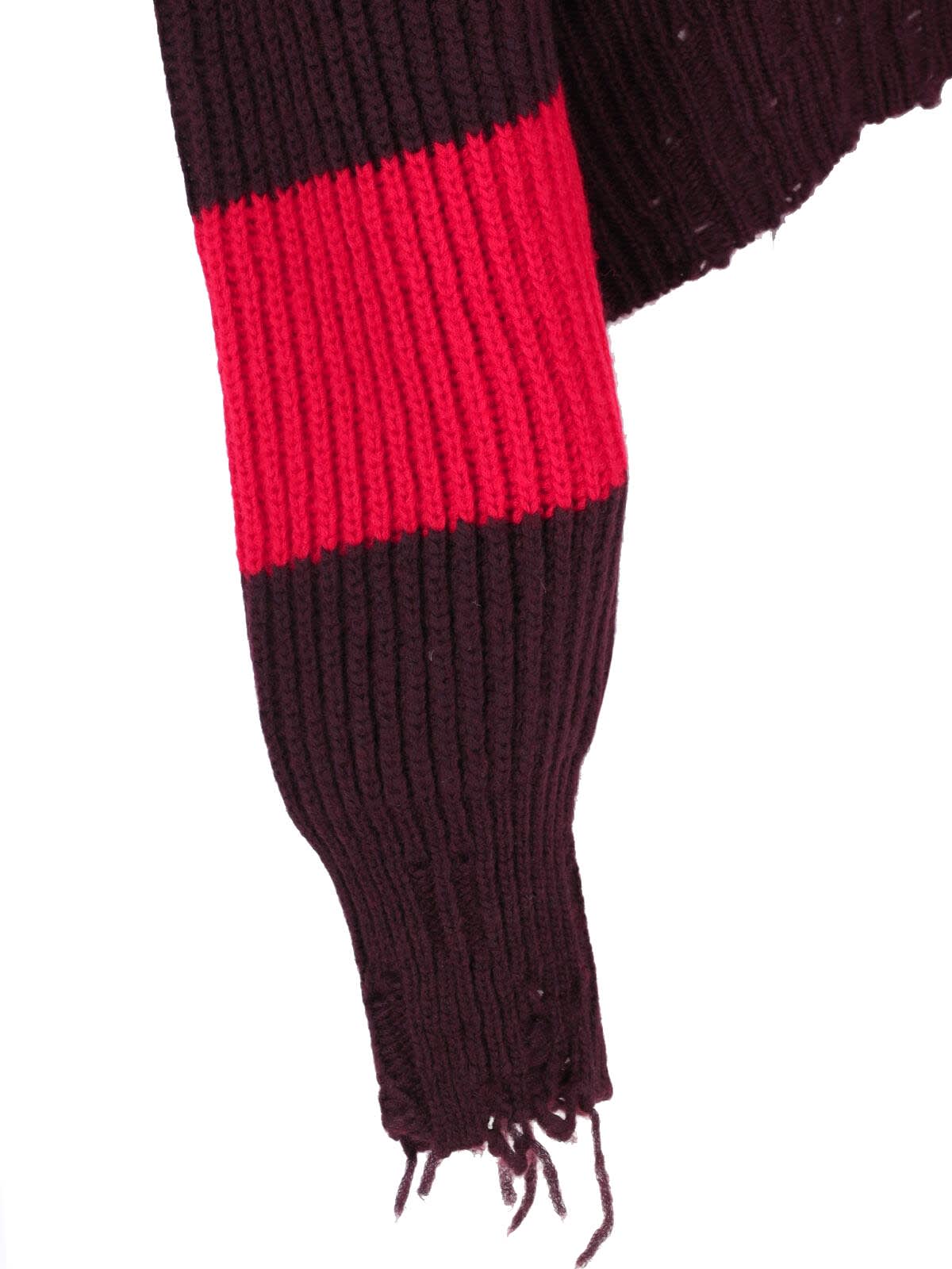 Stella Mccartney Striped V Neck Knitwear With Distressed Detailing