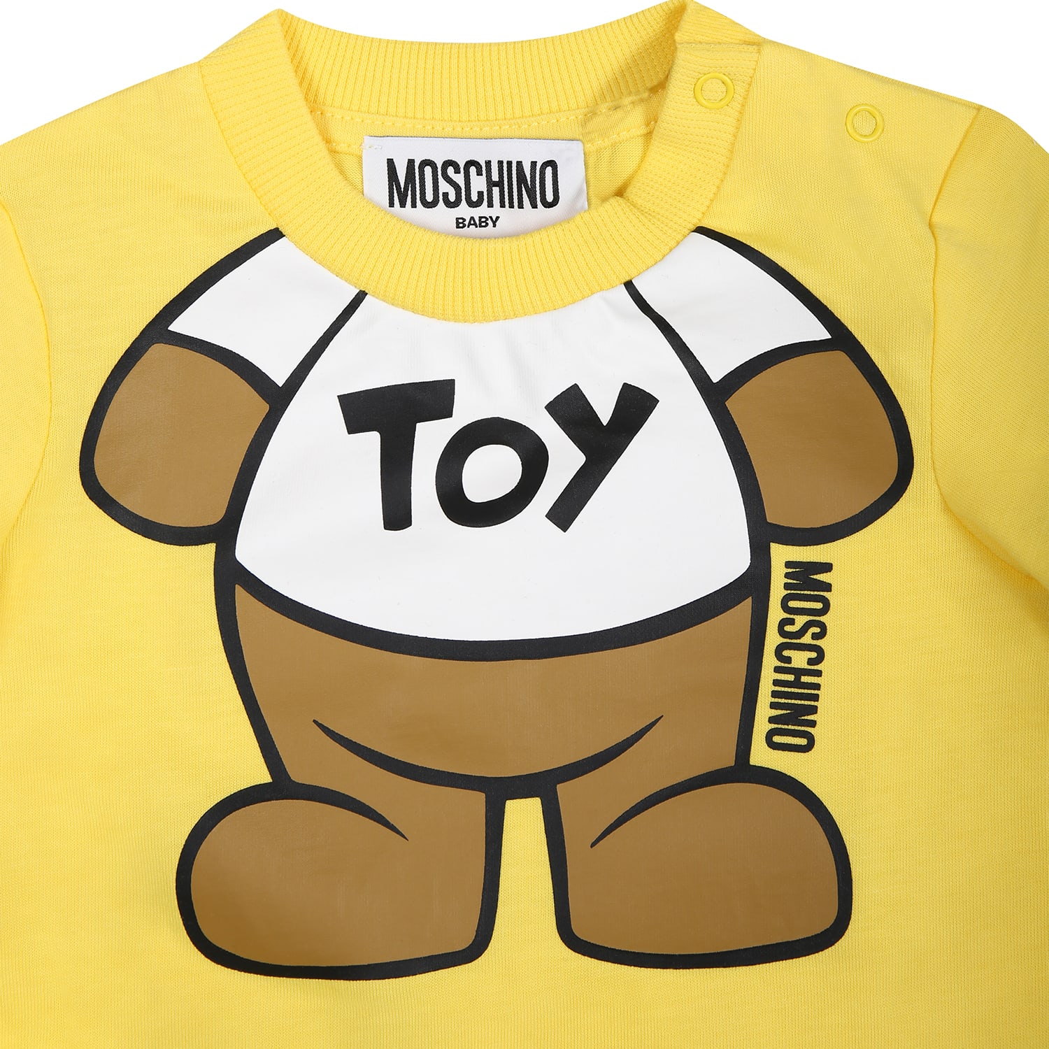 Shop Moschino Yellow Romper For Baby Kids With Teddy Bear