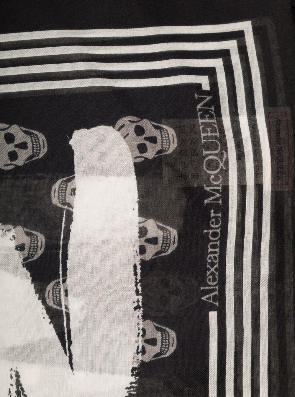 Shop Alexander Mcqueen Black Scarf With All-over Skull Print And Graffiti Logo In Modal Man