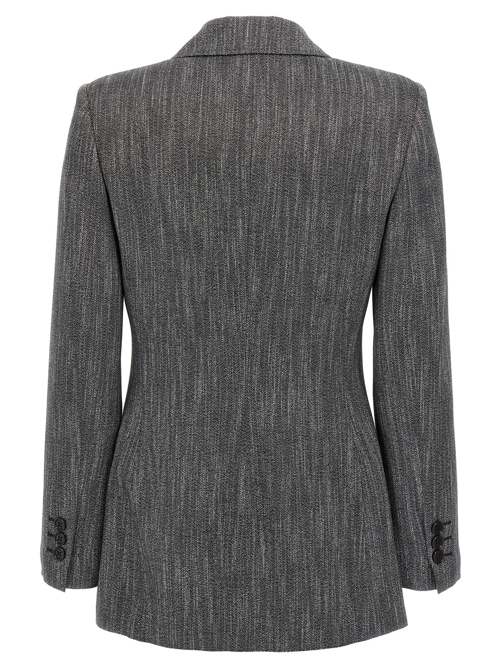 Shop Alberta Ferretti Double-breasted Blazer In Gray