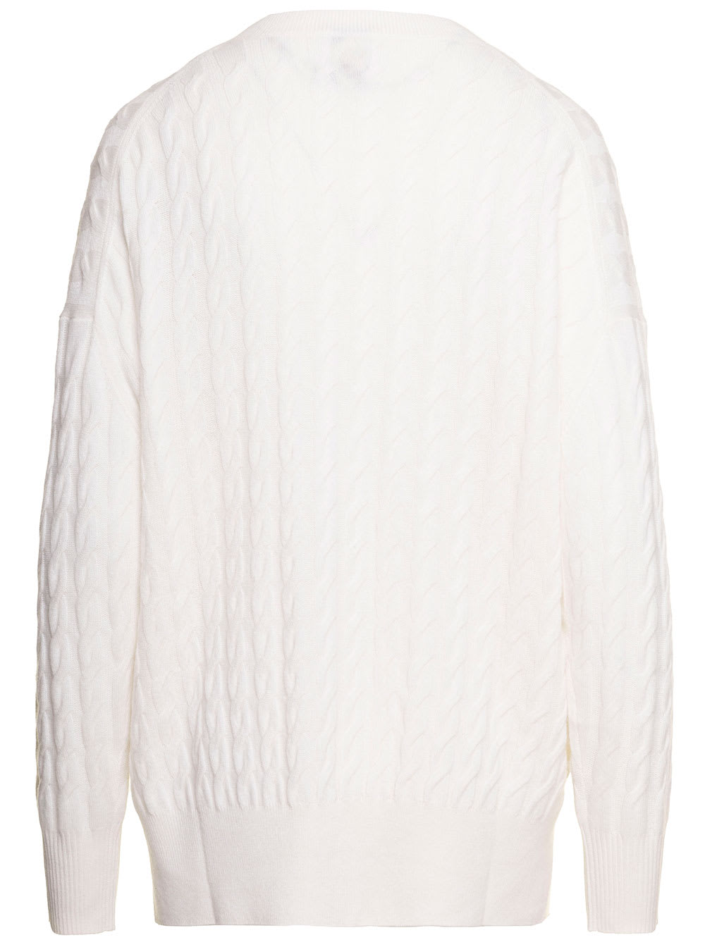 Shop Allude White Cable-knit Sweater In Cashmere Woman