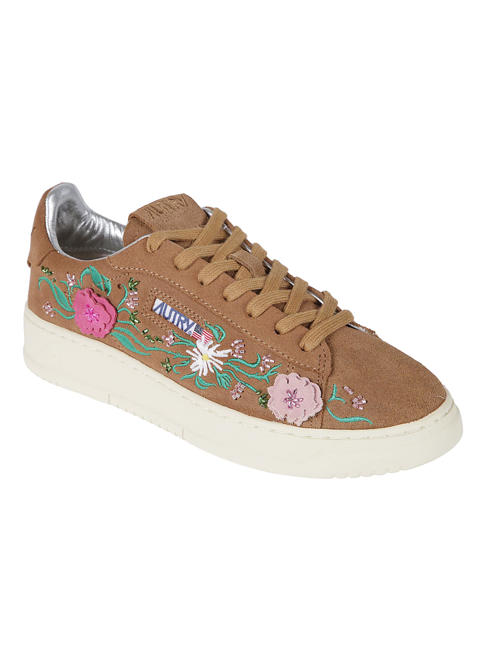 Autry Dallas Low Sneakers With Embroidered Floral Details In Multi