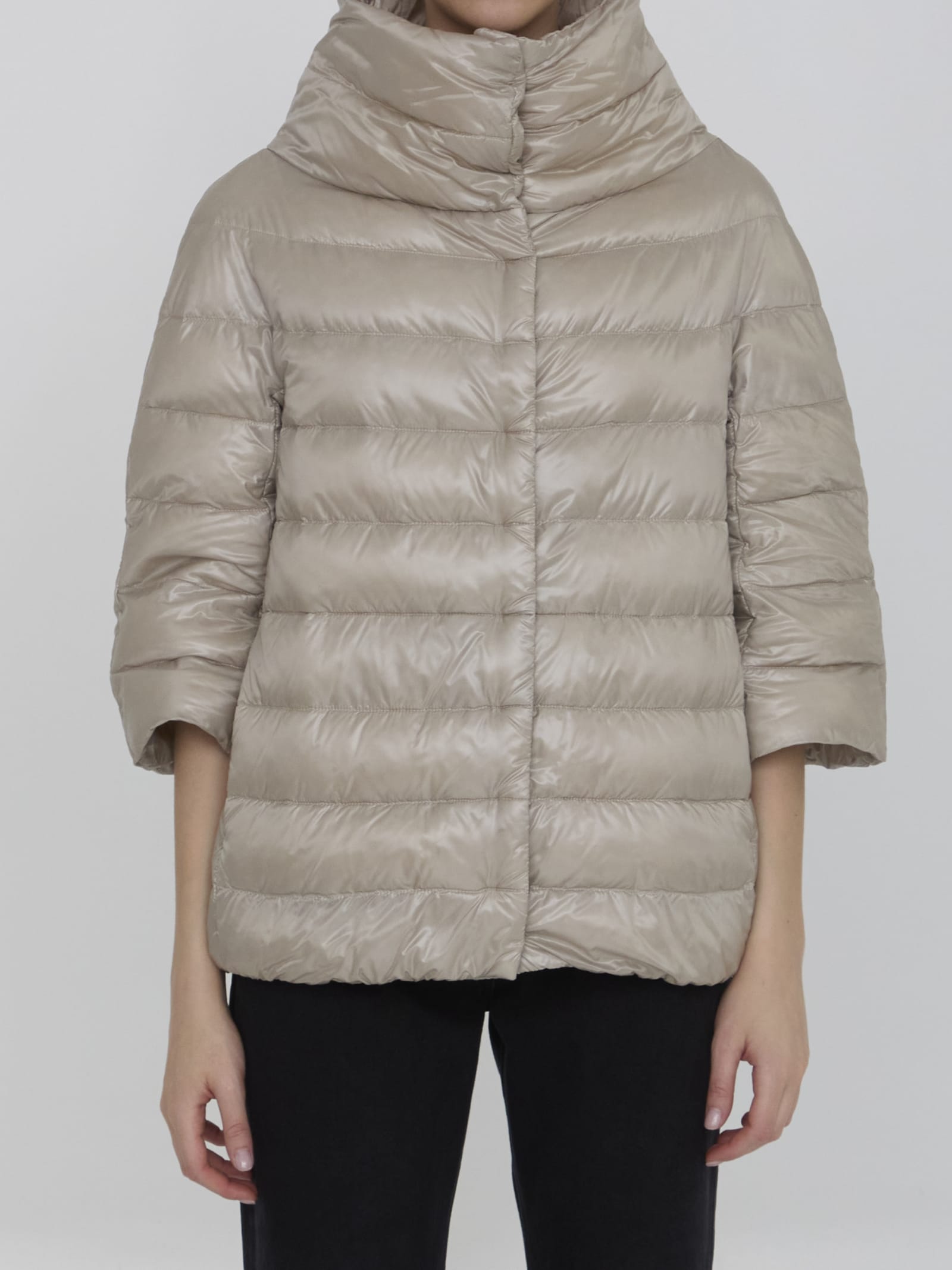 Shop Herno Down Jacket In Nylon In Beige