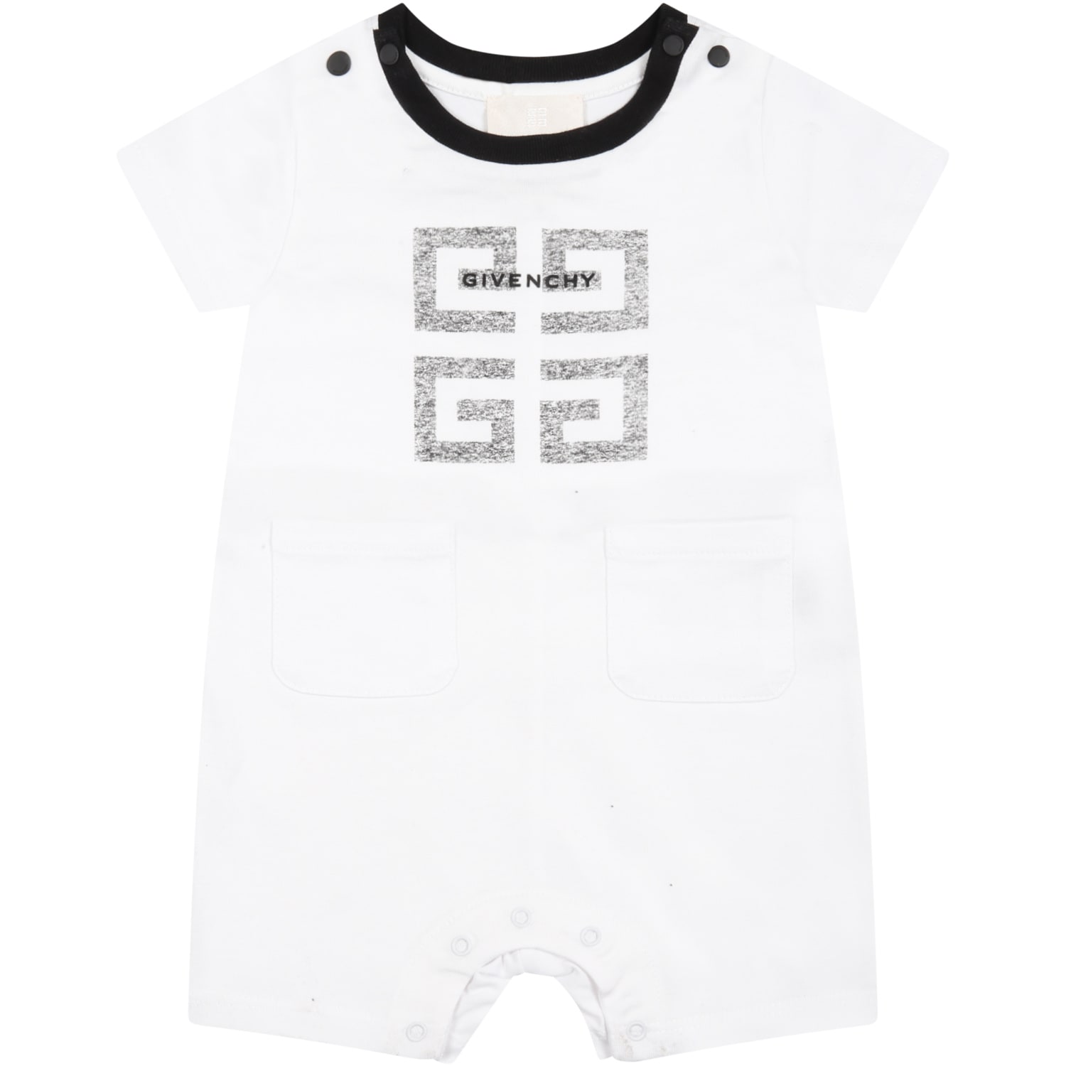 Givenchy White Romper For Baby Kids With Logo