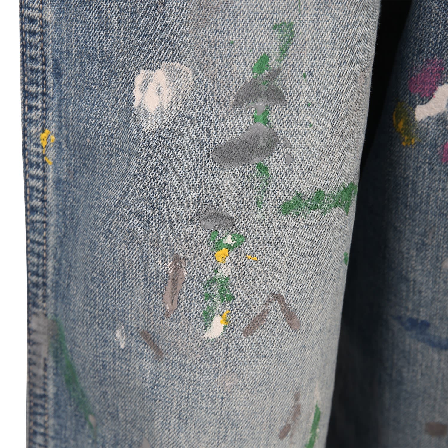 Shop Ralph Lauren Blue Jeans With Spots Of Colour In Denim