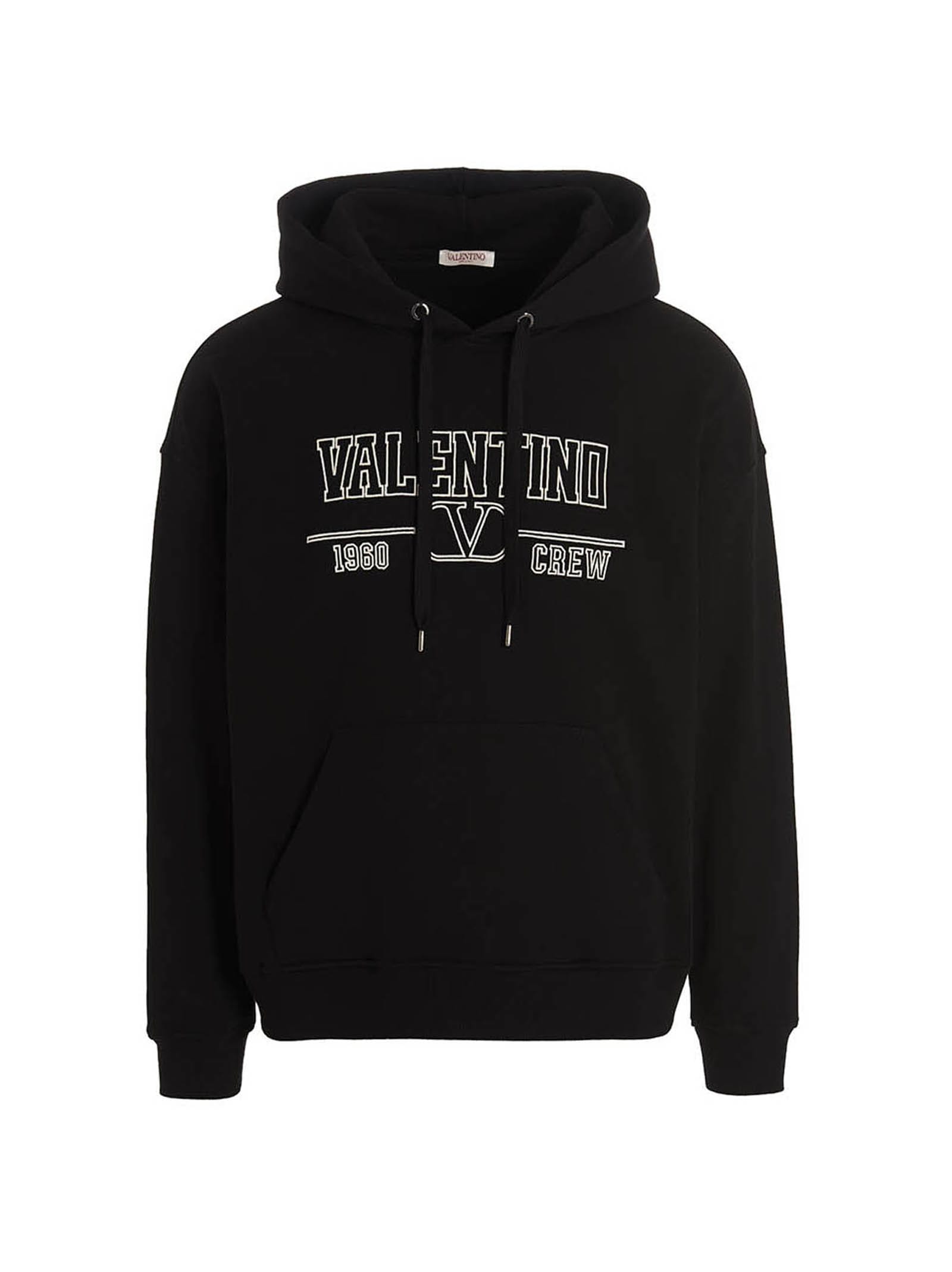 Shop Valentino Felpa Con Cappuccio   V Crew In Black