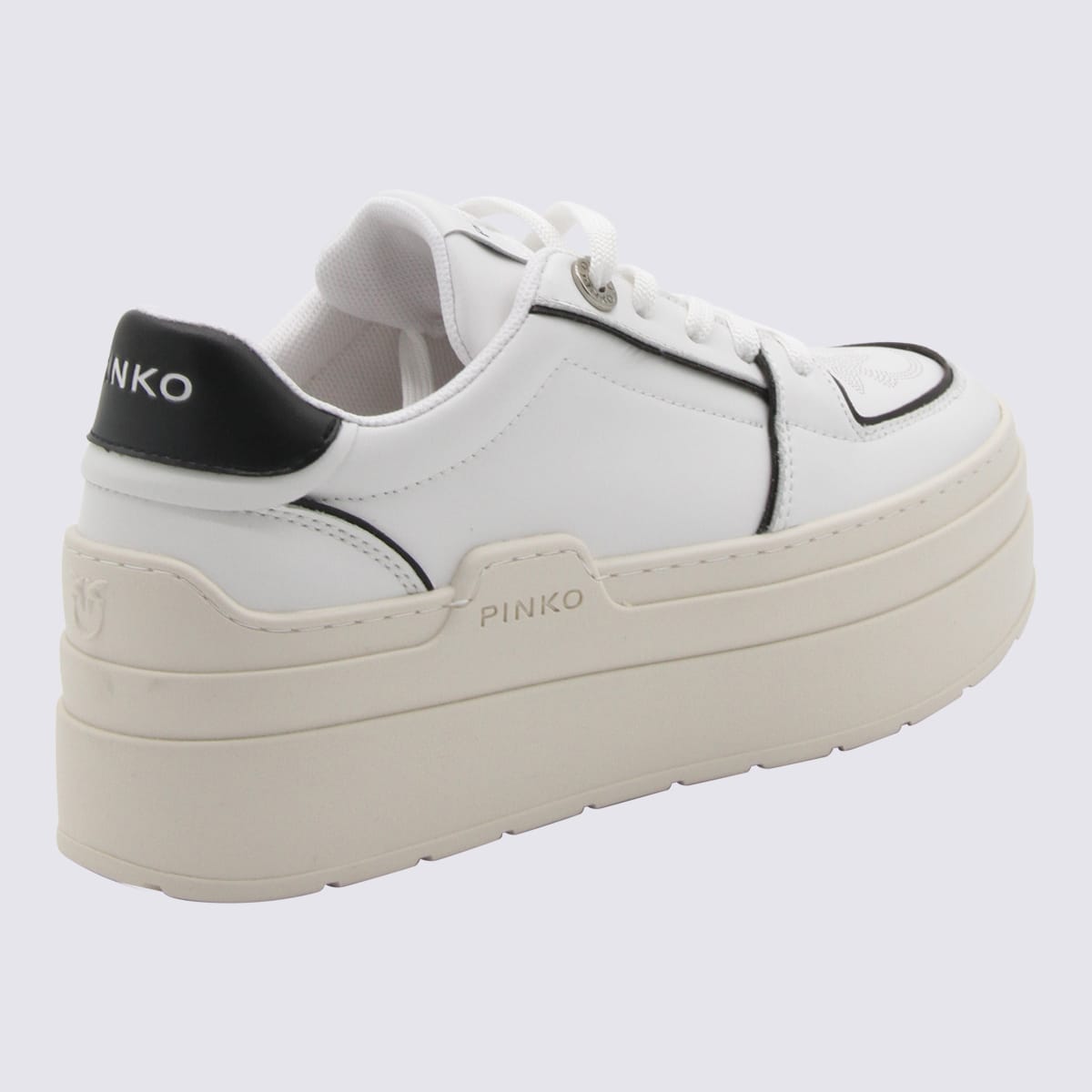 Shop Pinko White And Black Leather Yoko Sneakers