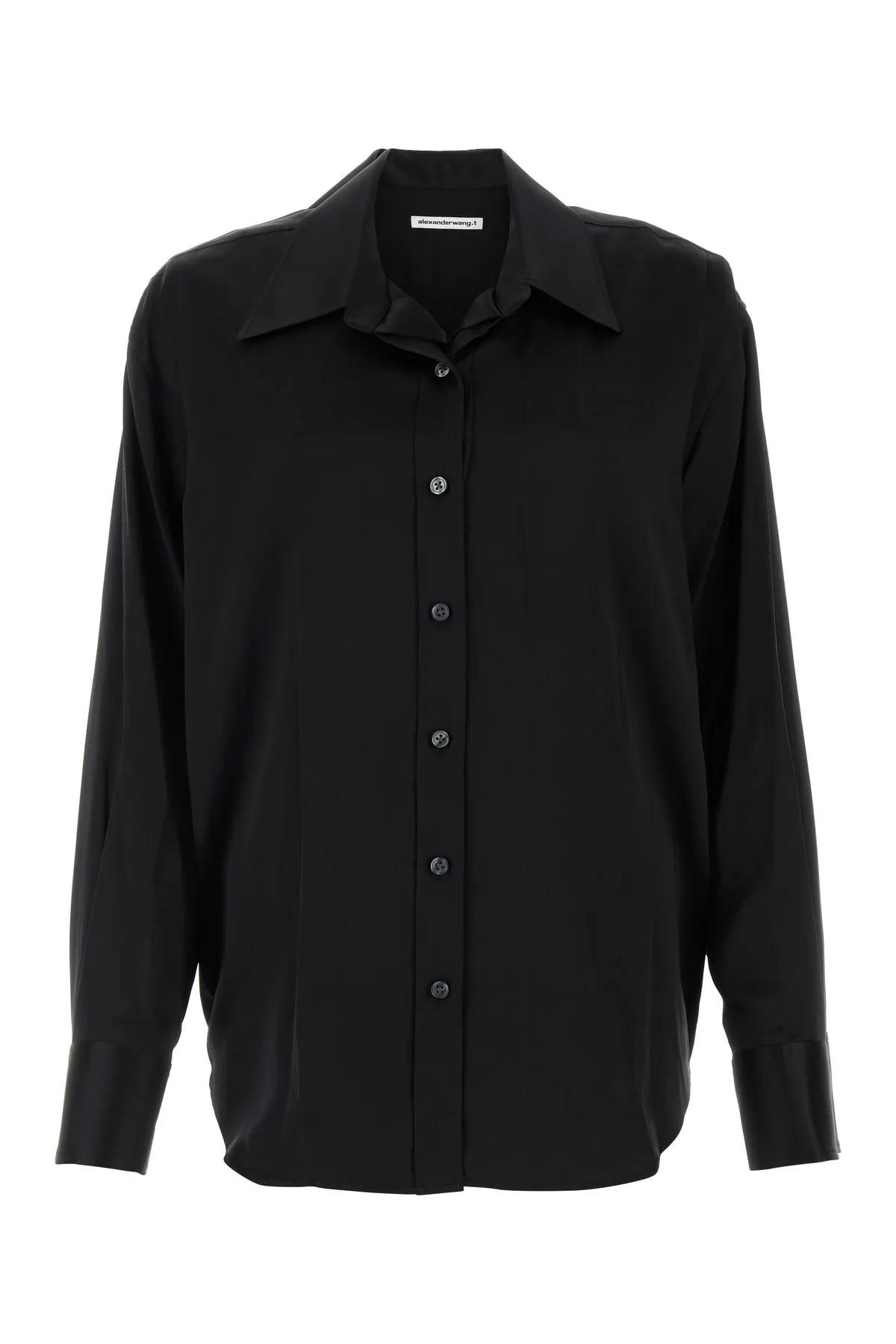Shop Alexander Wang Black Satin Shirt