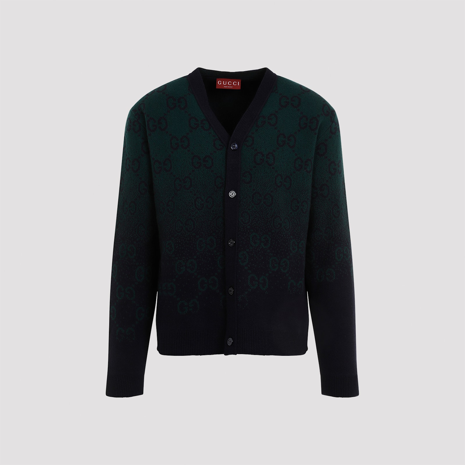 Shop Gucci Wool Cardigan In Green Navy