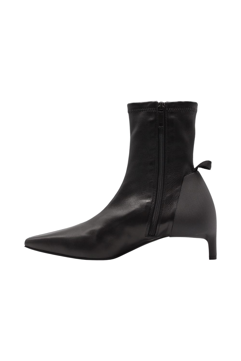 Shop Courrèges Scuba Stretch Leather Ankle Boots In Black
