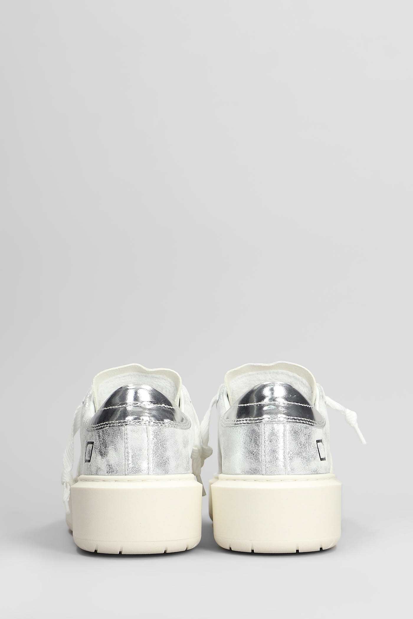 Shop Date Hill Low Platform Sneakers In Silver Suede And Leather