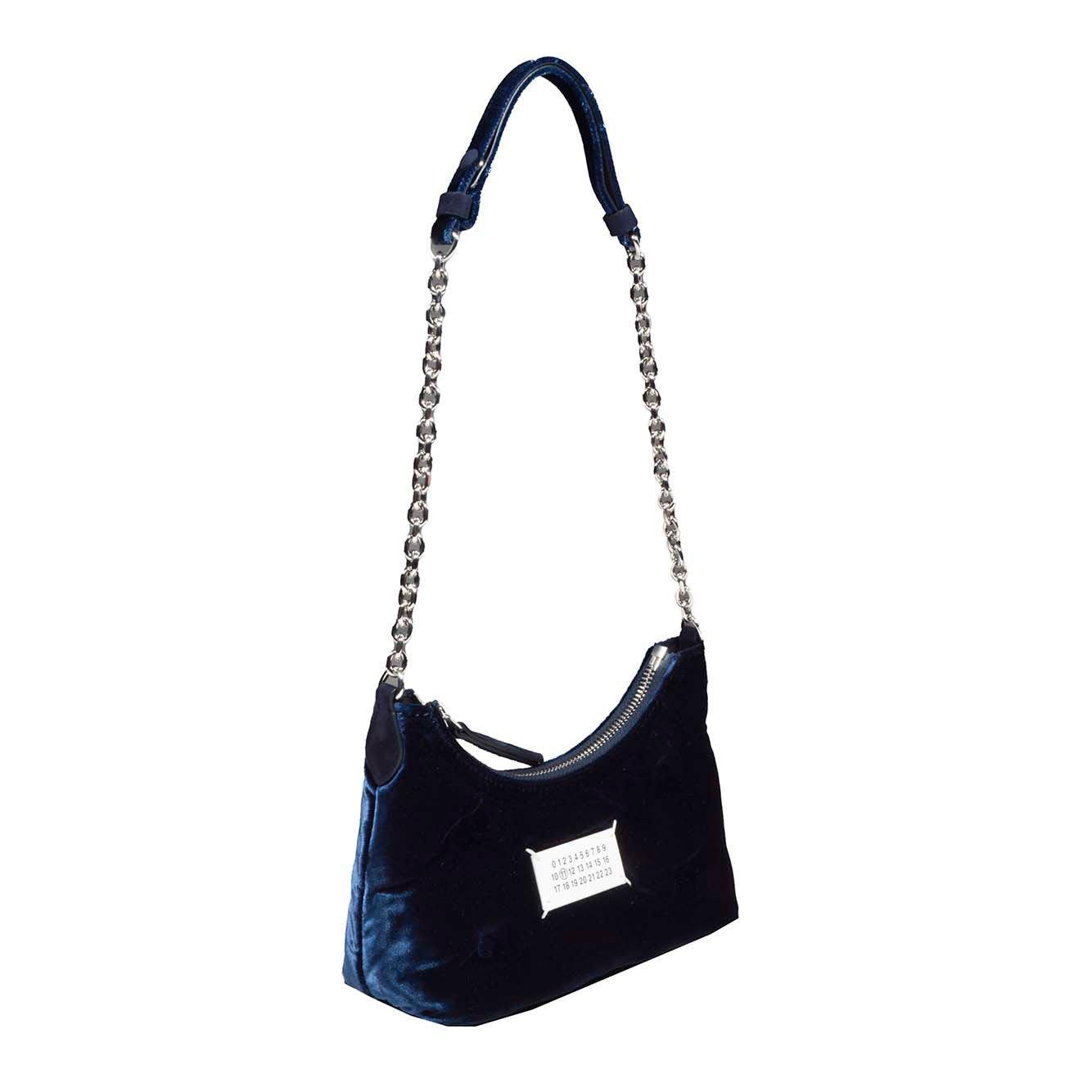 Shop Maison Margiela Glam Slam Micro Velvet Hobo Bag In Blue