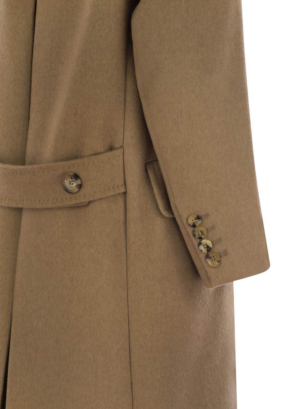 Shop Max Mara Double-breasted Long-sleeved Coat In Beige