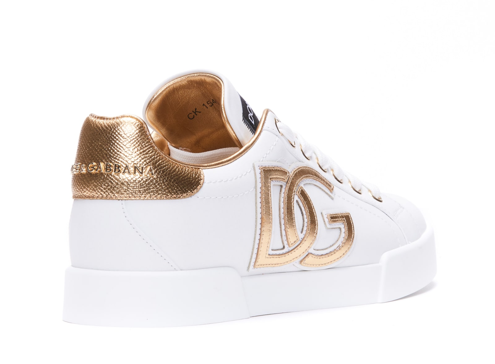 Shop Dolce & Gabbana Portofino Sneakers In Bianco Oro