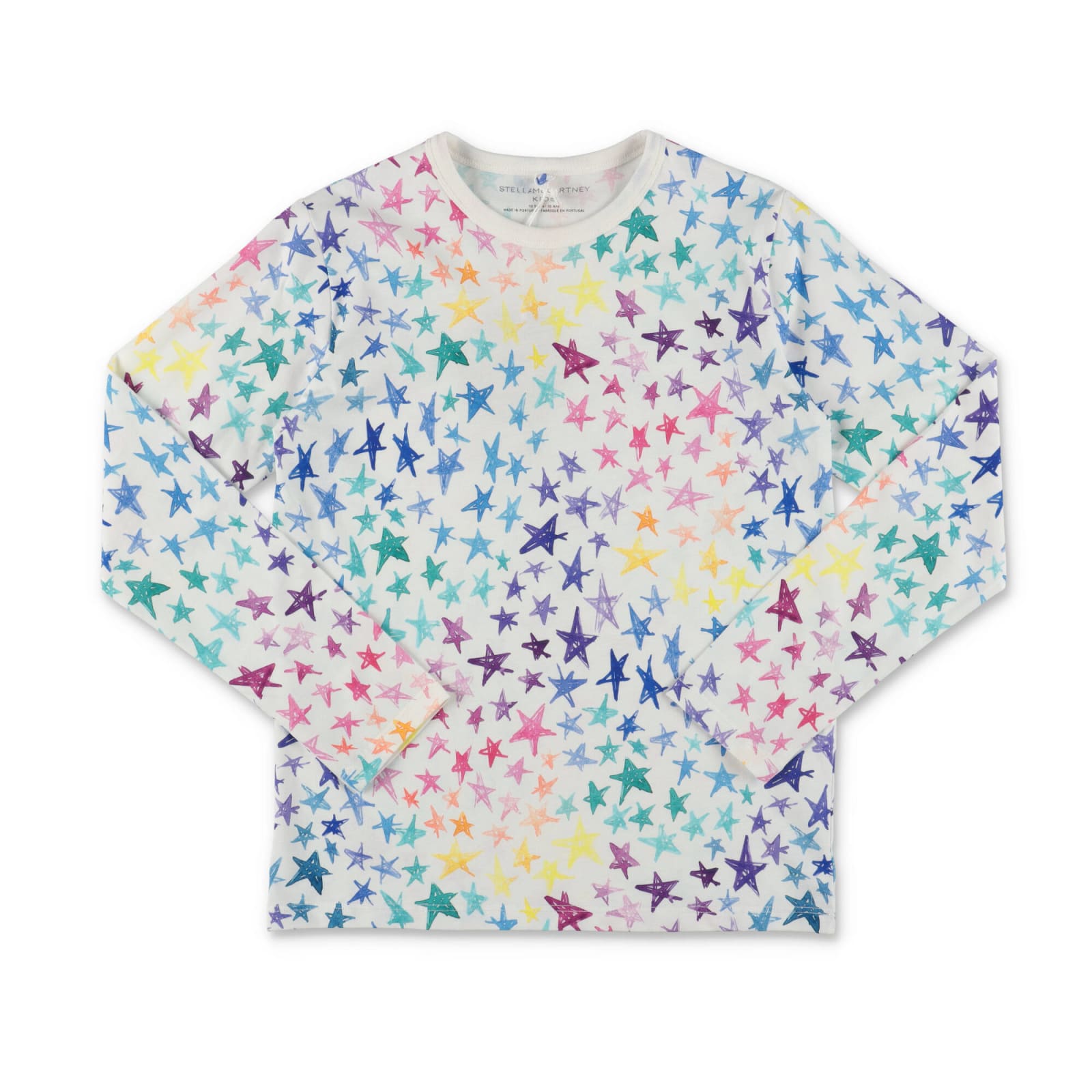 Shop Stella Mccartney T-shirt Bianca Stars In Jersey Di Cotone Bambina In Multi