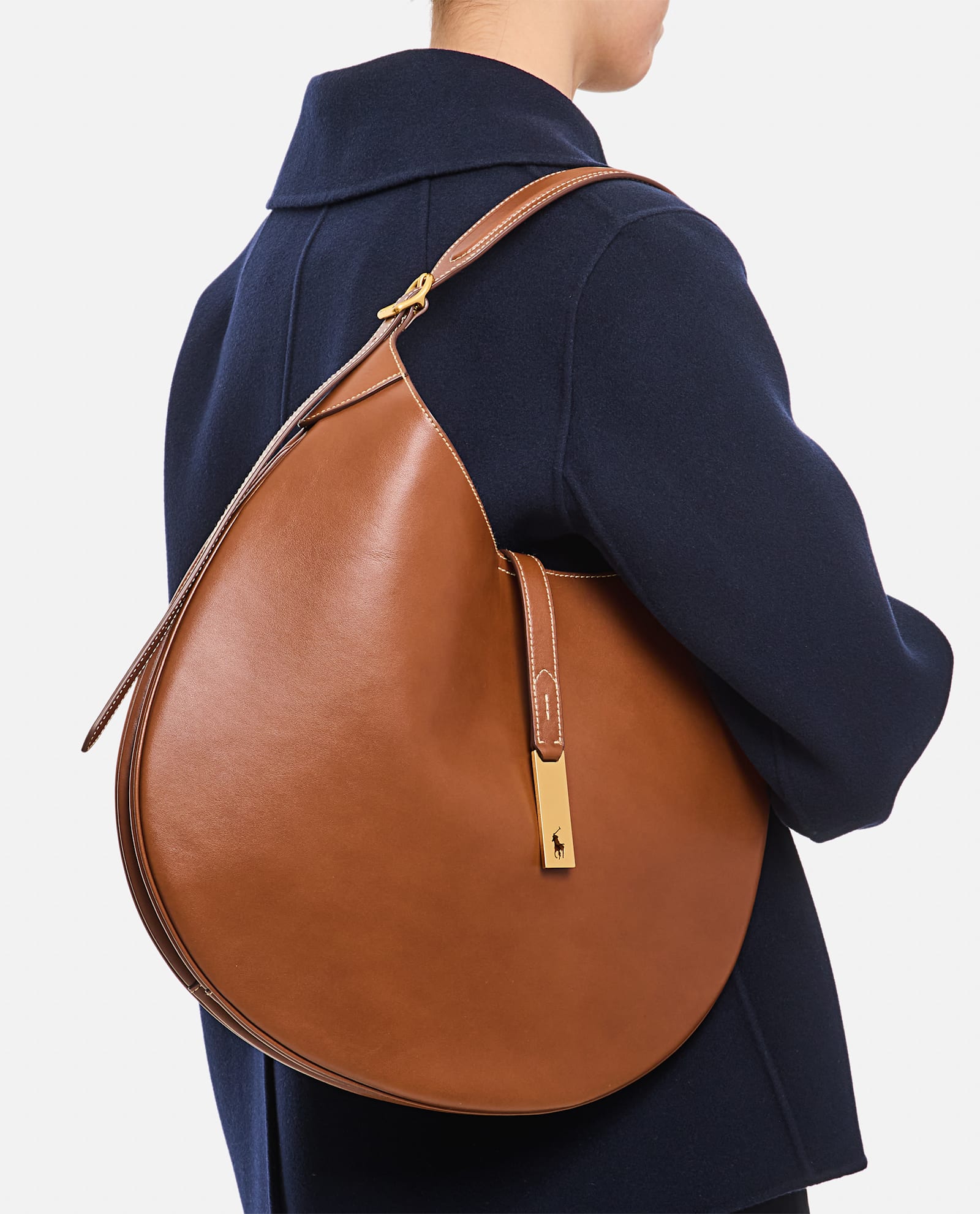 Polo Ralph Lauren Large Polo Id Shoulder Bag In Brown