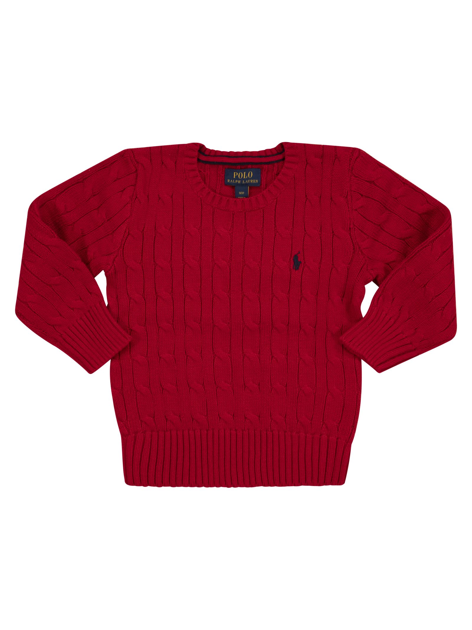 Ralph Lauren Kids' Crew-neck Cotton Cable-knit Sweater In Red