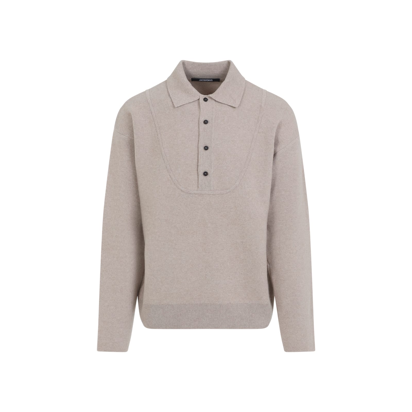 Jacquemus Collared Knitwear With Ribbed Cuffs And Hem In Gray