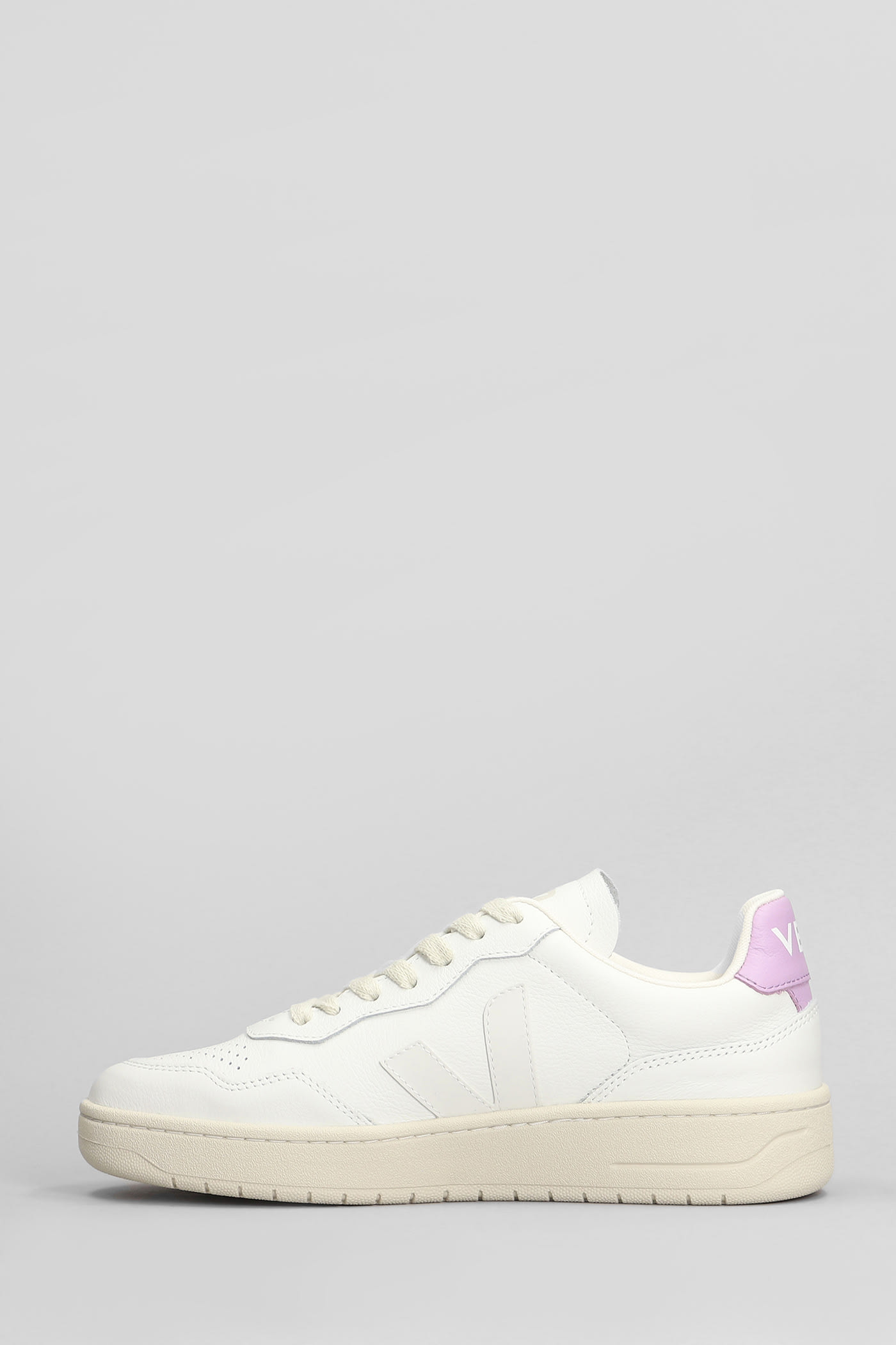 Veja V-90 Sneakers In White Leather In Rosa