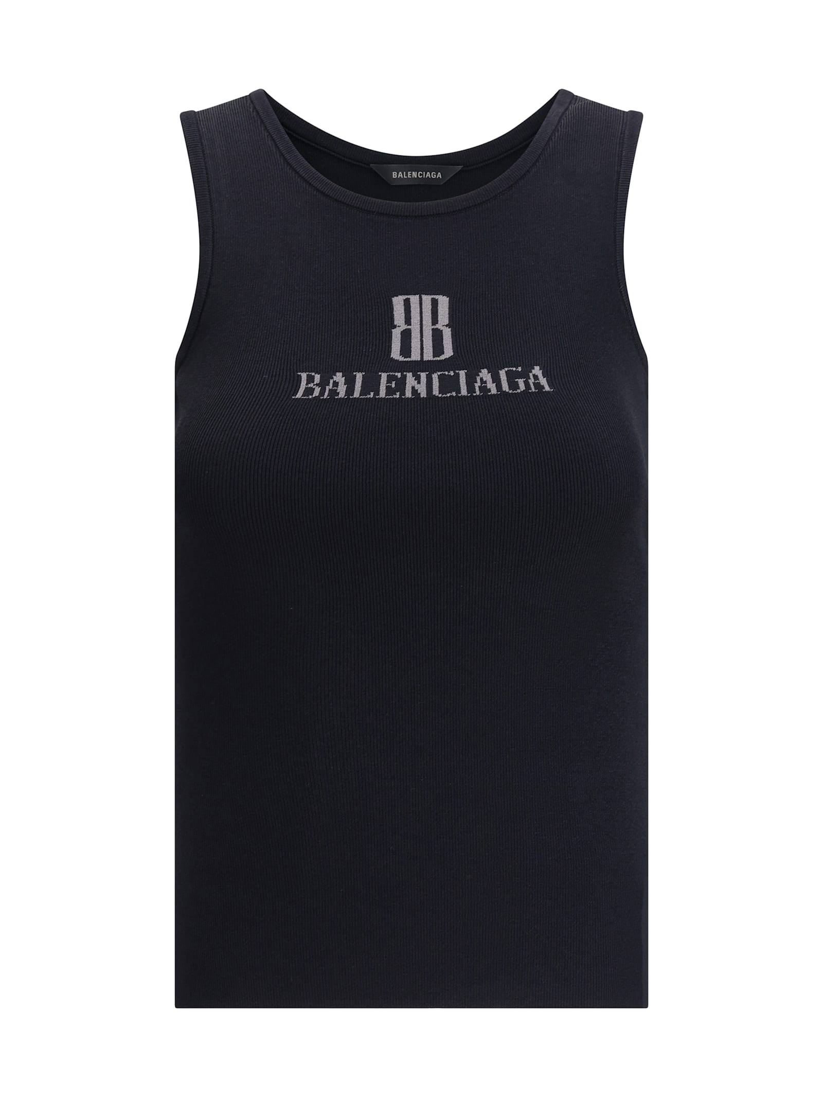 Balenciaga Women Logo Tank Top In Blue