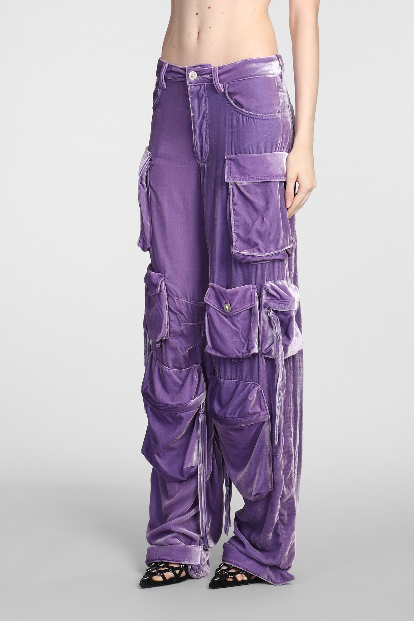 Shop Attico Fern Pants In Viola Viscose