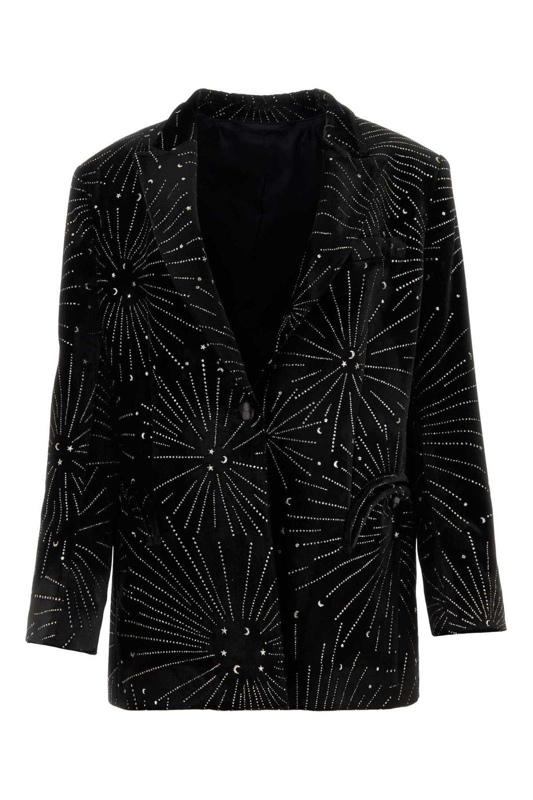 Shop Blazé Milano Corazon Tomboy Embellished Button-up Blazer In Black