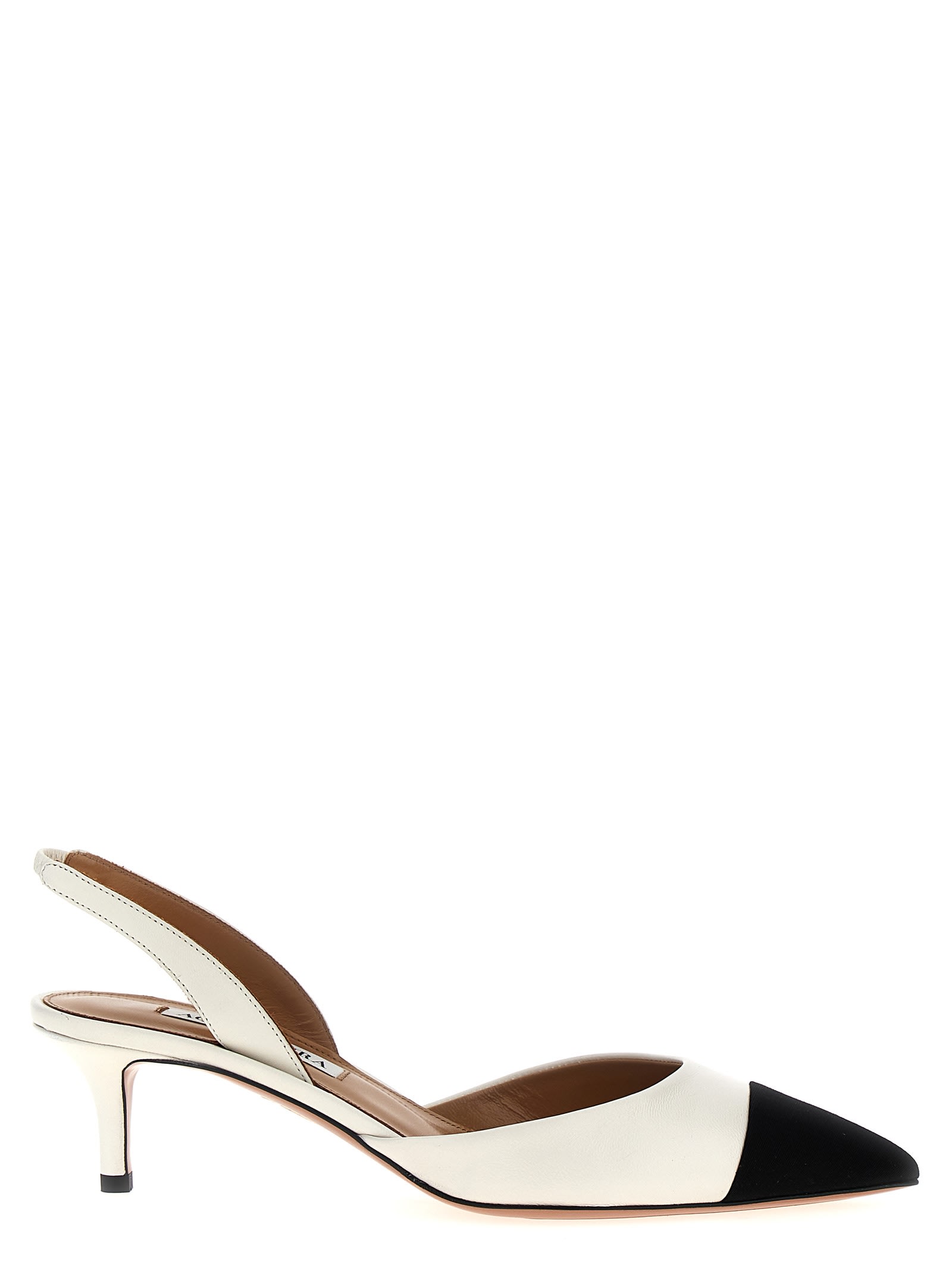 Shop Aquazzura Milanese Slingback In White/black