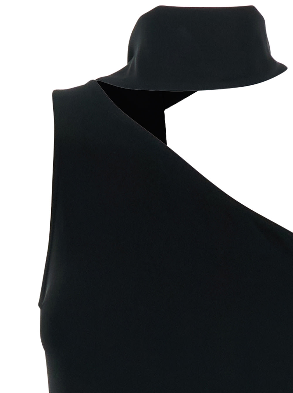 Taller Marmo Atlanta Dress With Asymmetric Neck And Fringe Detailing In Black