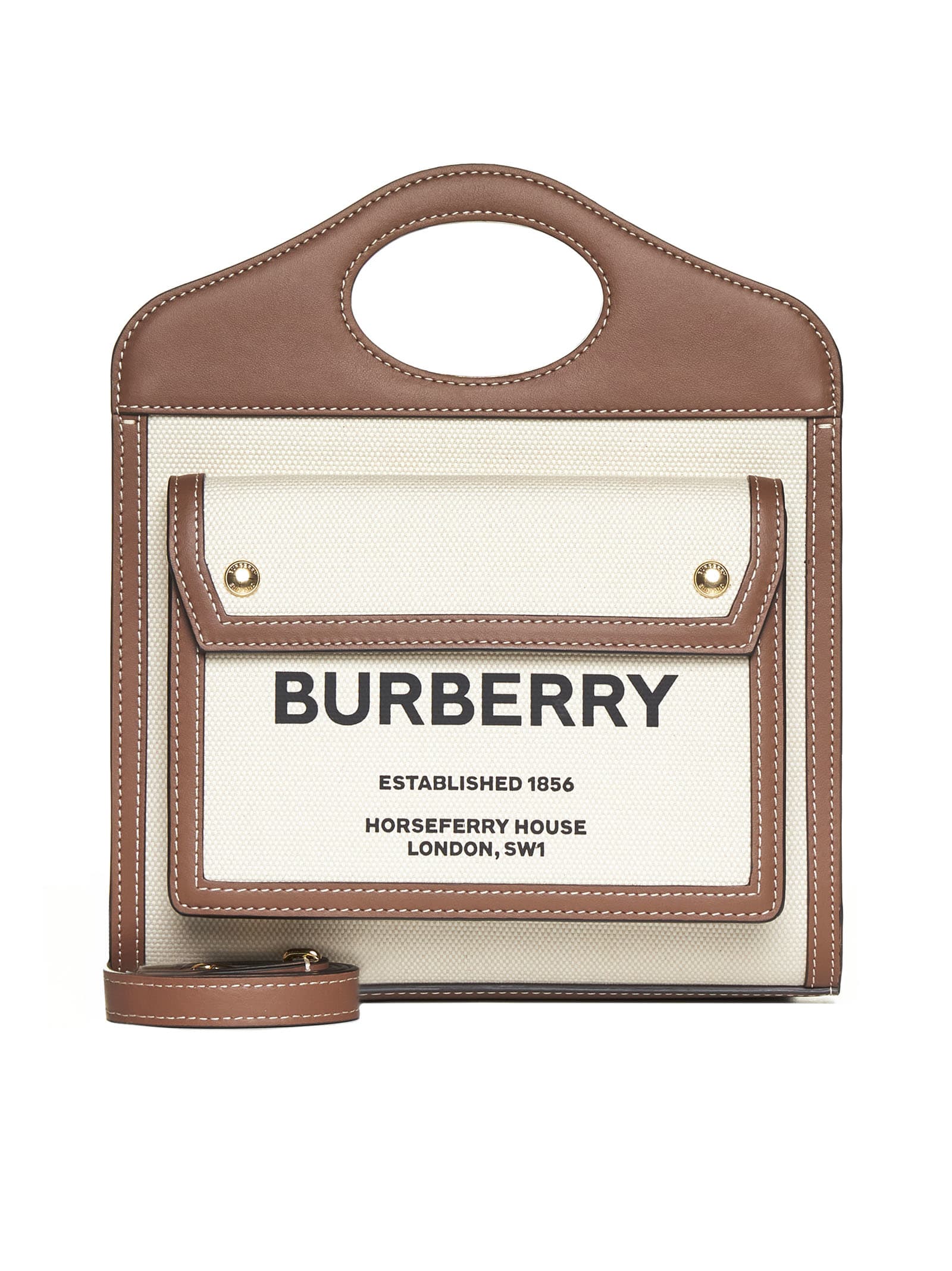 Burberry Mini Two-tone Canvas And Leather Pocket Bag