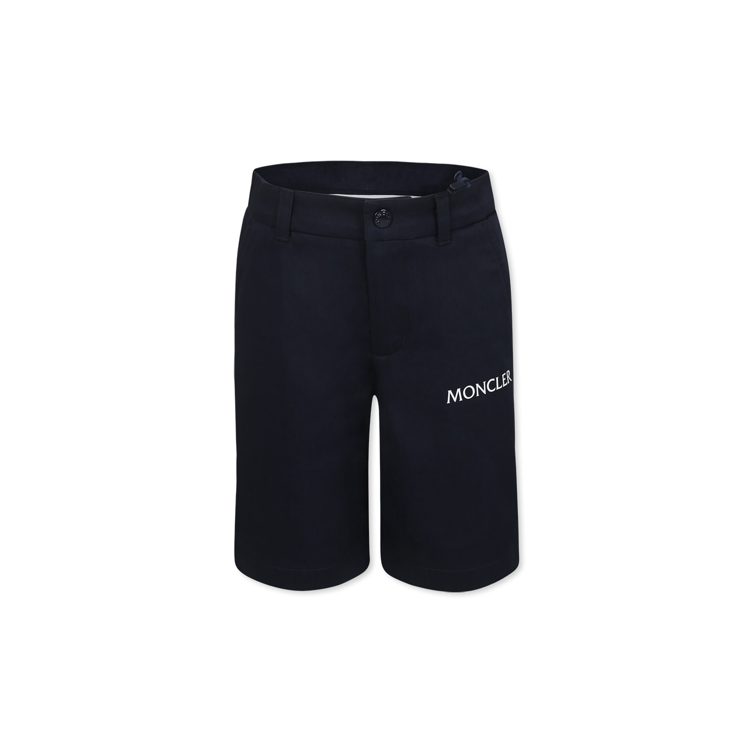 Moncler Blue Shorts For Boy With Logo In Blue