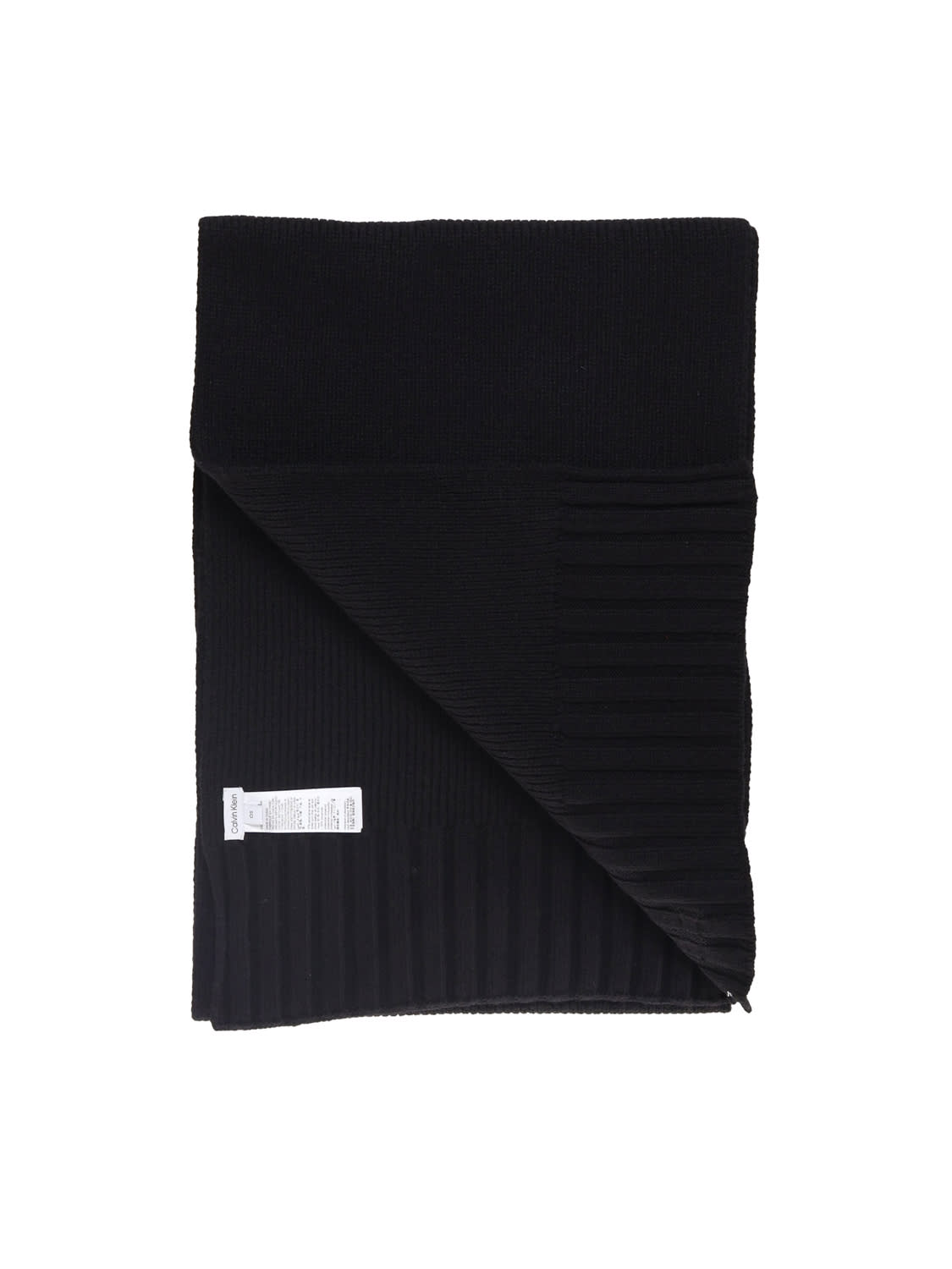 Calvin Klein Ribbed Knit Scarf In Black