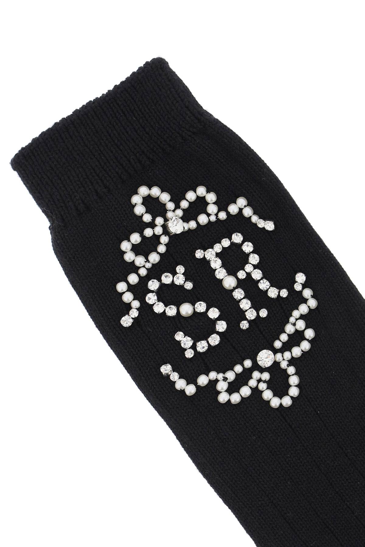 Shop Simone Rocha Sr Socks With Pearls And Crystals In Black Pearl Crystal (black)