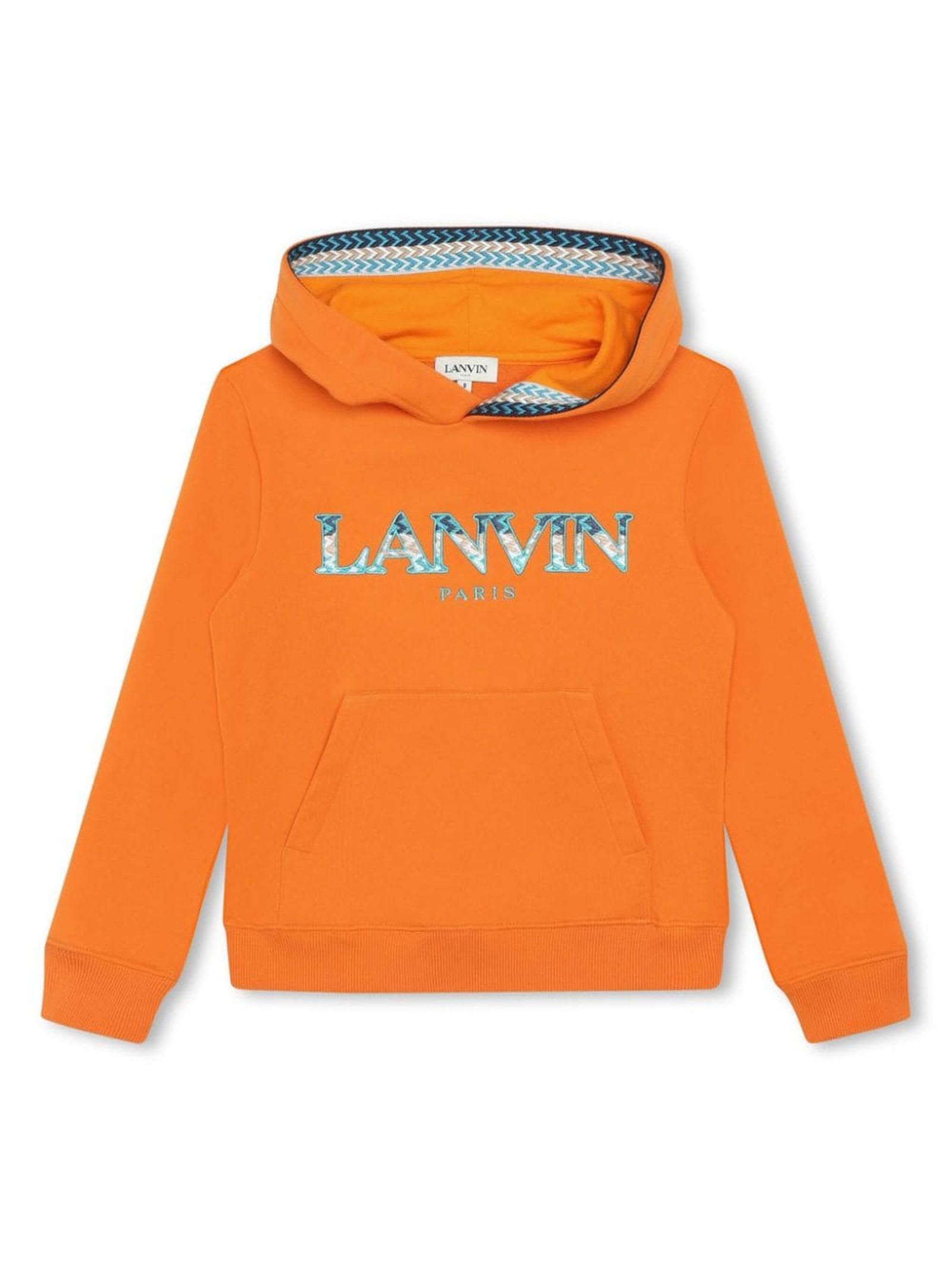 Lanvin Enfant logo-embroidered hooded jacket - Blue