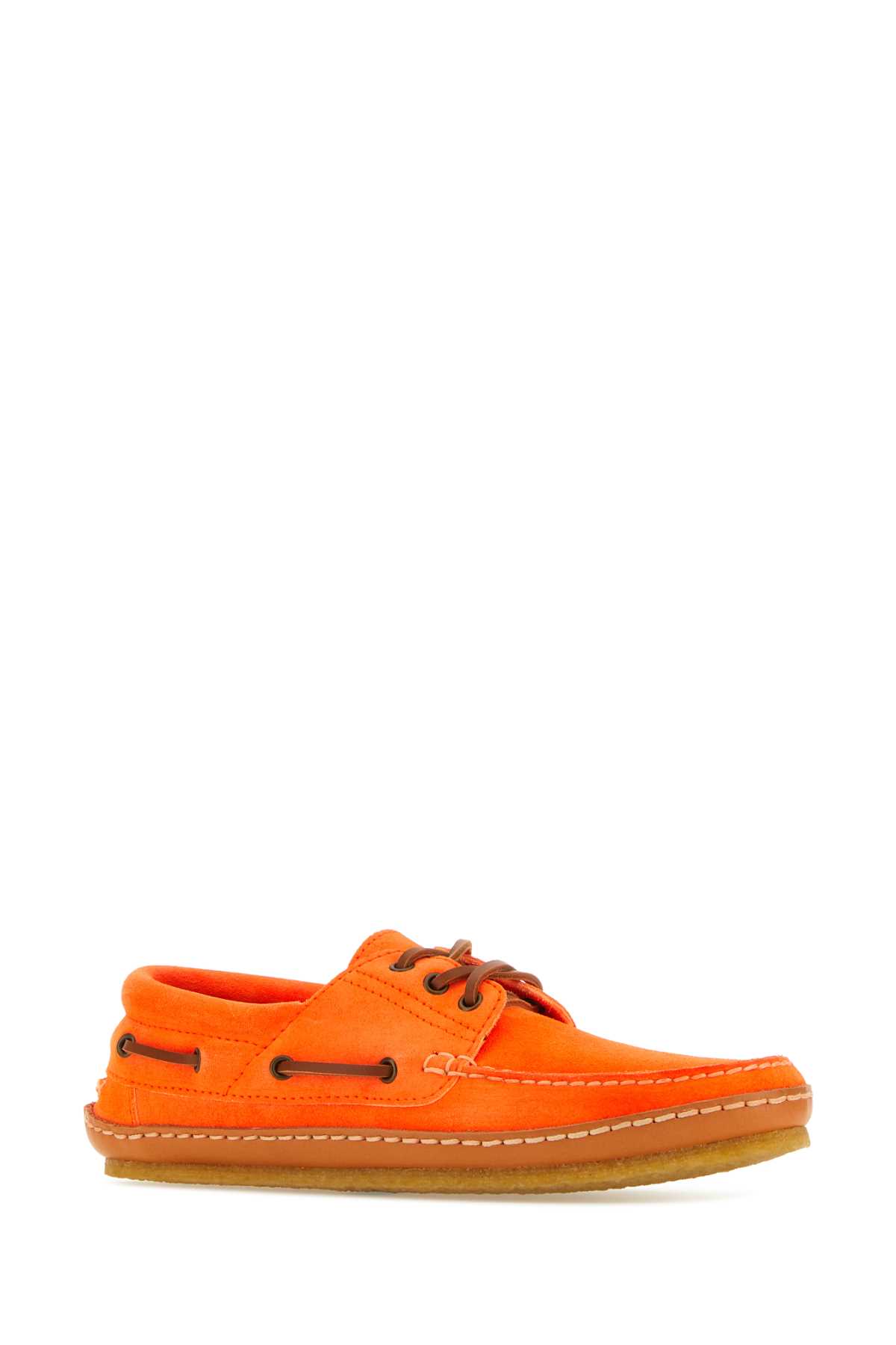 Shop Saint Laurent Fluo Orange Suede Ashe Loafers