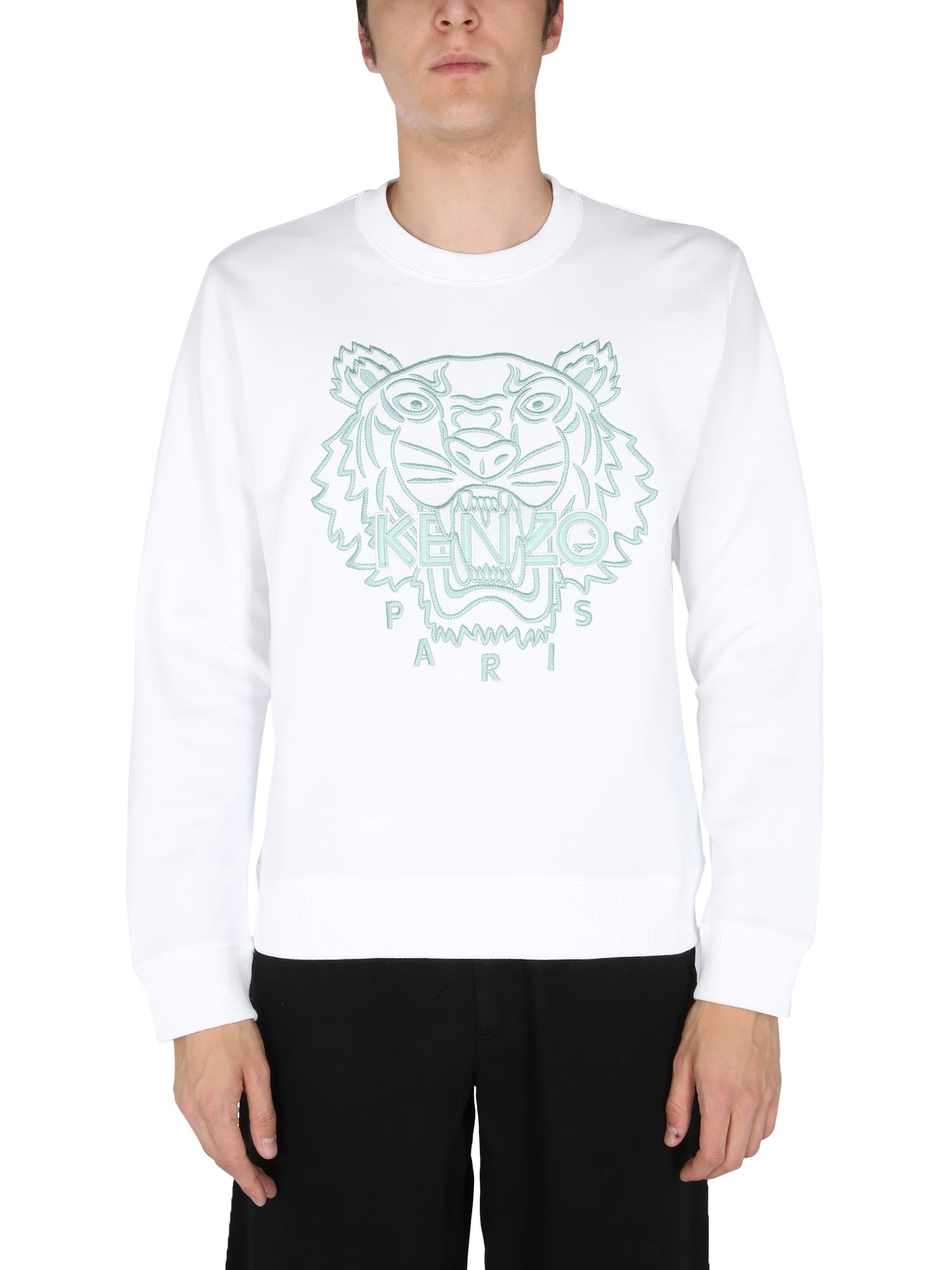 Kenzo Crew Neck Sweatshirt With Tiger Embroidery