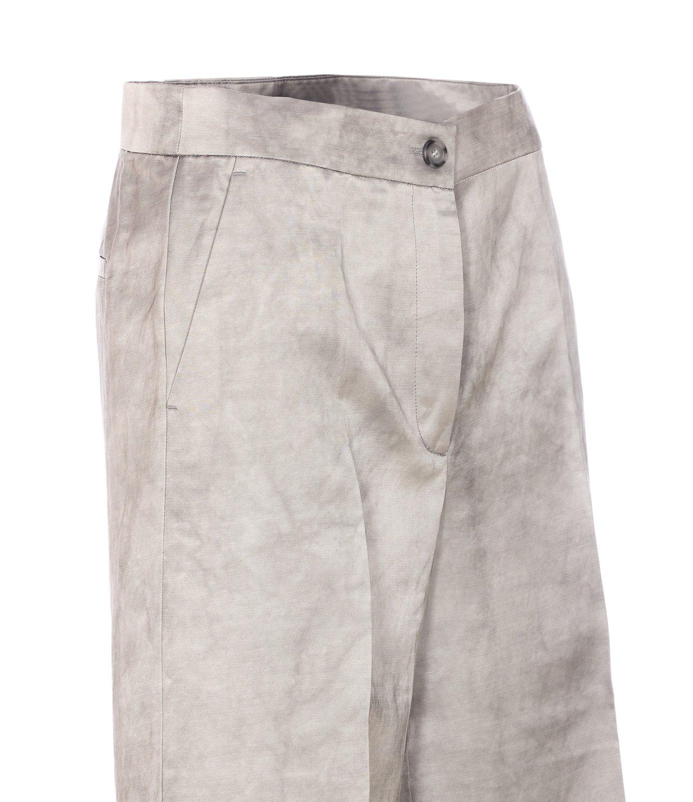 Pinko Washed-out Satin Elegant Wide Trousers In Grey