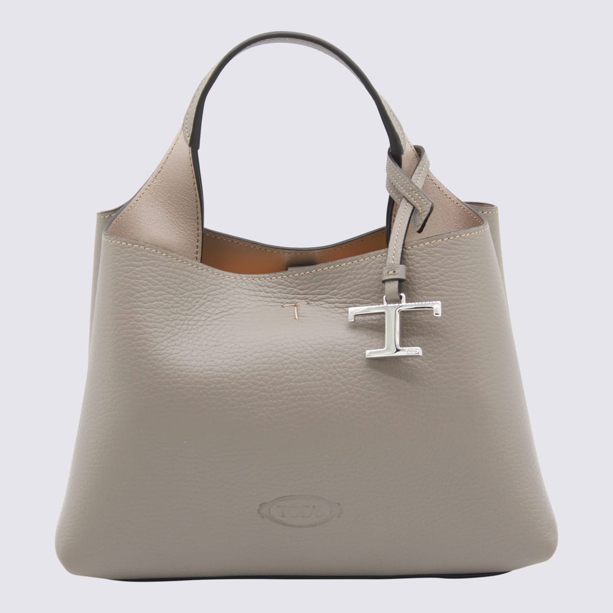 Dark Grey Leather Top Handle Bag