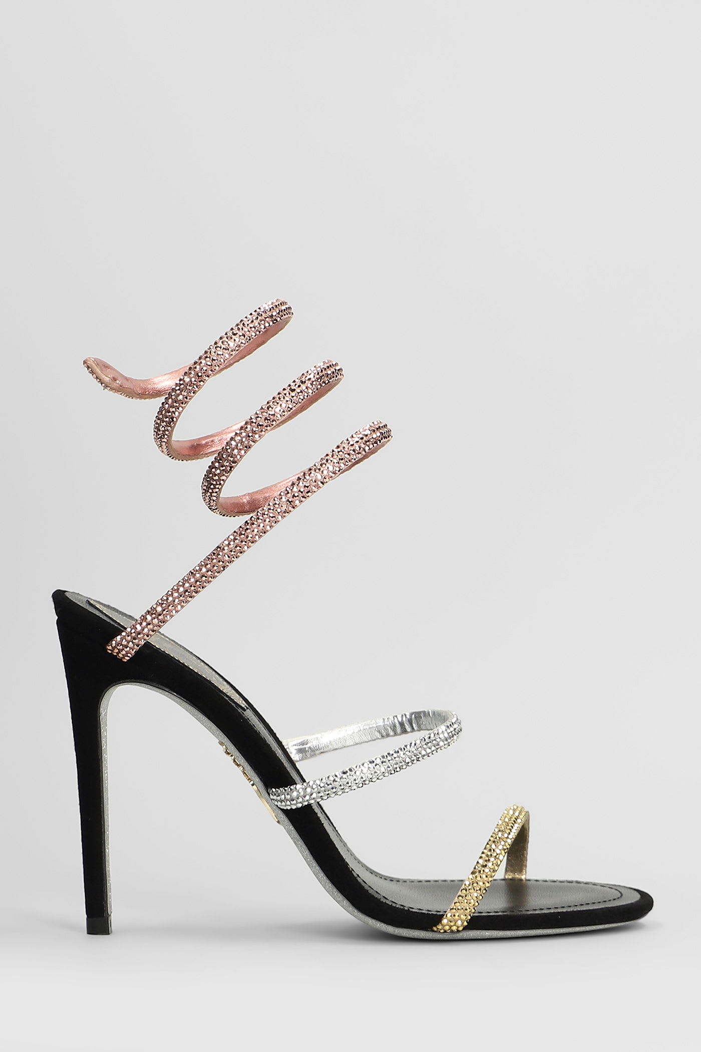 René Caovilla Trigold Sandals In Black Leather